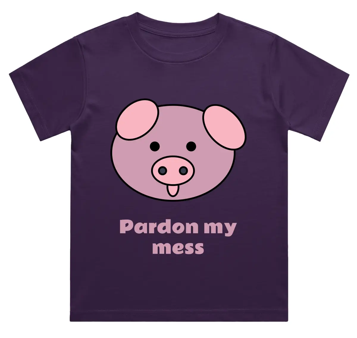 Pardon My Mess Kids Purple Cotton T-shirt - Image 2