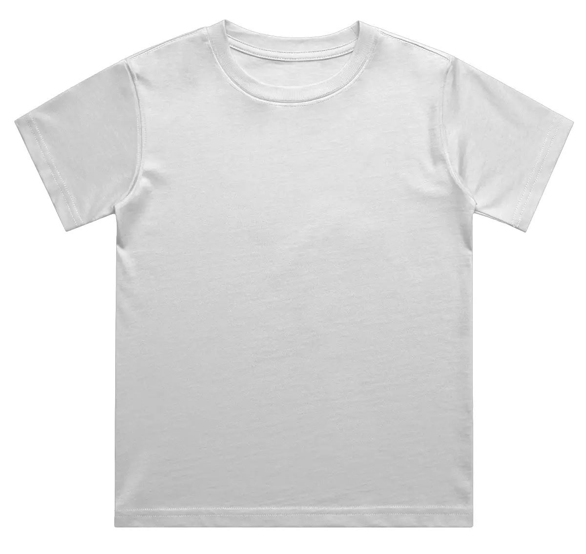 Kids Plain Round Neck White Cotton T-shirt - Image 2
