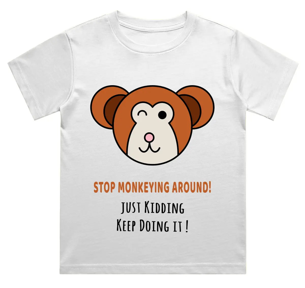 Funny Monkey Quote Kids White Cotton T-shirt - Image 2