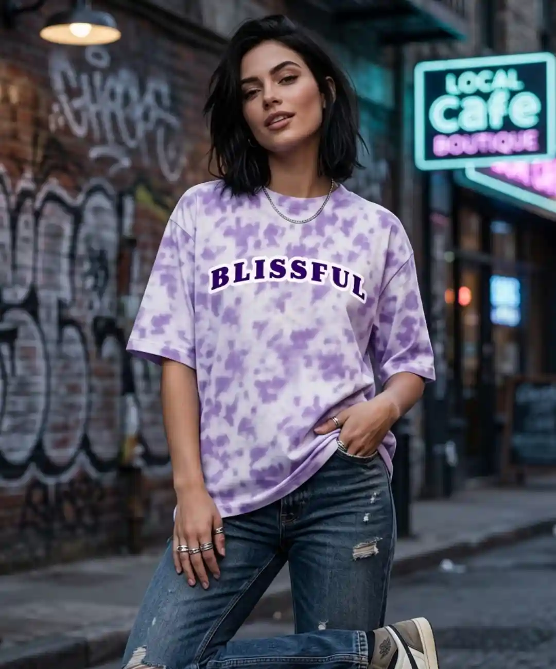 Blissful Lavender Tie Dye Oversize Cotton T-shirt