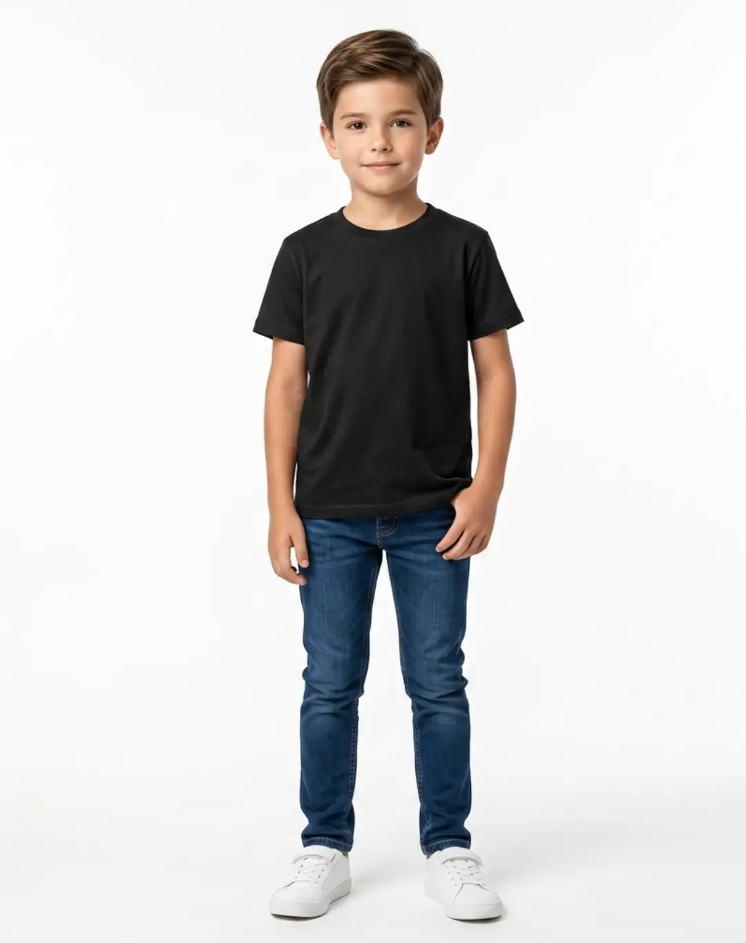 Kids Plain Black Cotton T-shirt