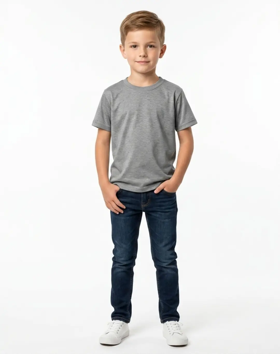 Kids Dark Charcoal Melange Cotton T-shirt