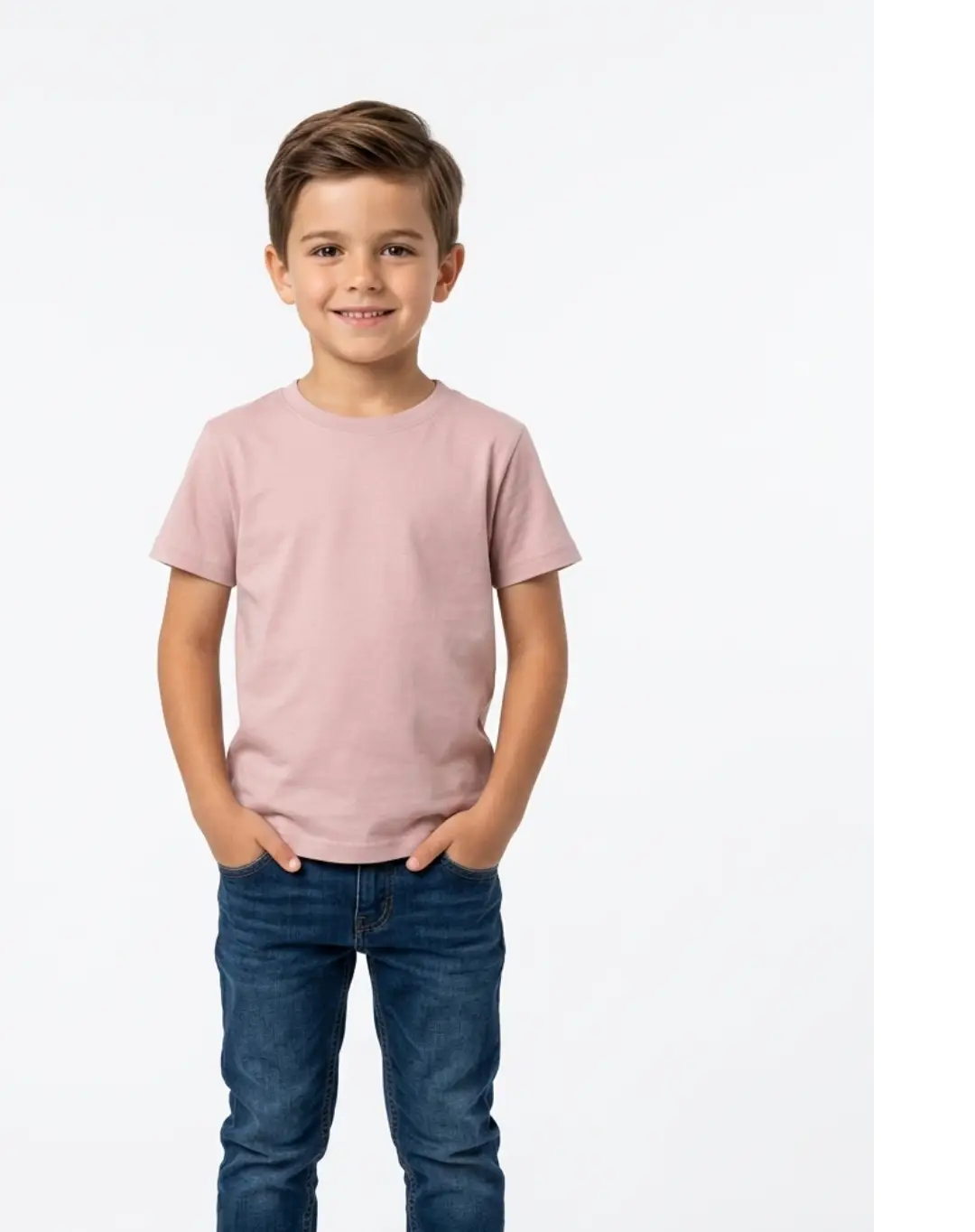 Kids Plain Light Baby Pink Cotton T-shirt
