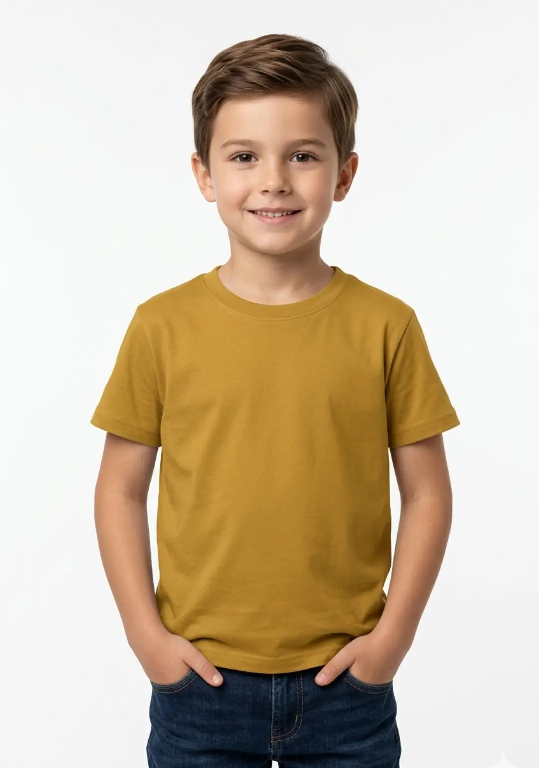 Kids Mustard Yellow Cotton T-shirt