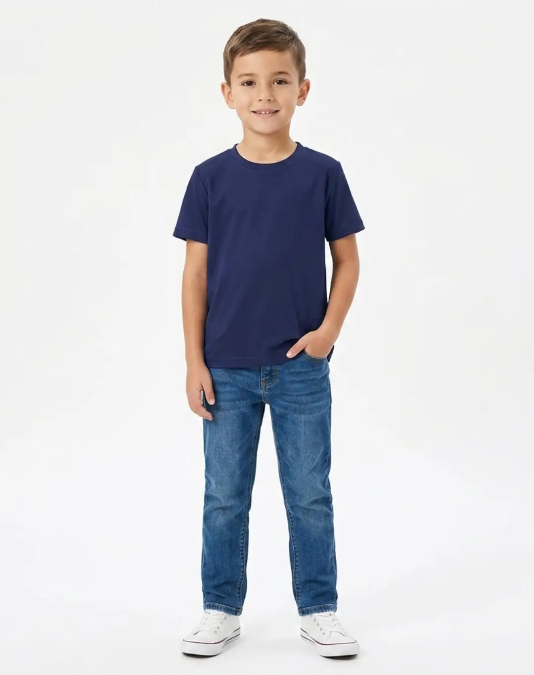Kids Plain Royal Blue Cotton T-shirt