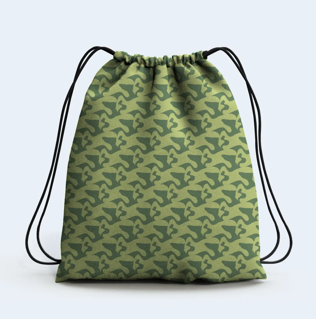 Lime Green Camo Drawstring Bag