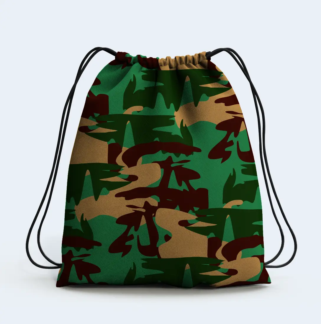 Army Leafy Camouflage Drawstring Bag