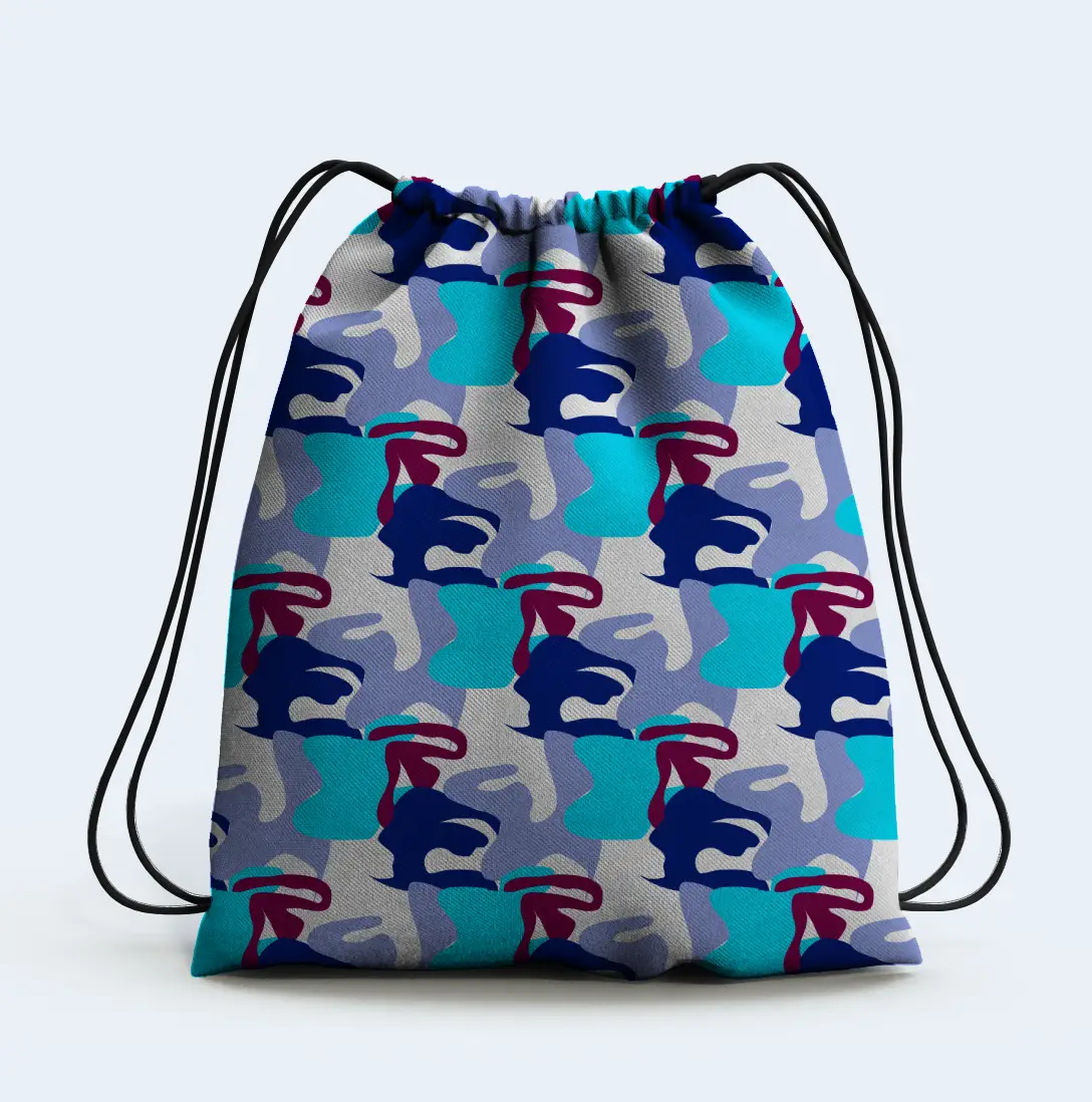 Simple Blue Drawstring Bag