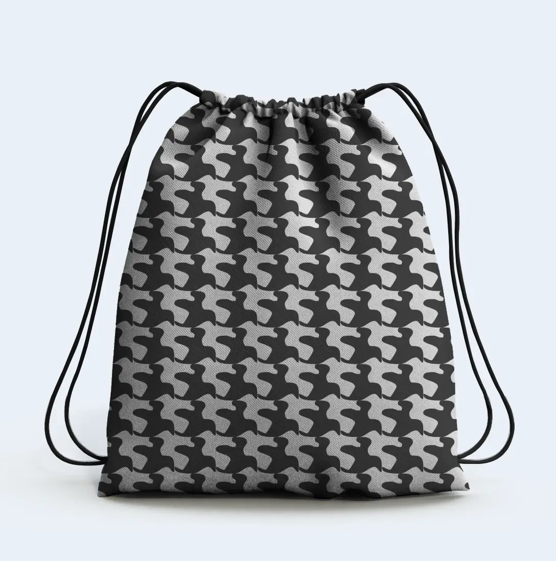 Grey Camo Drawstring Bag