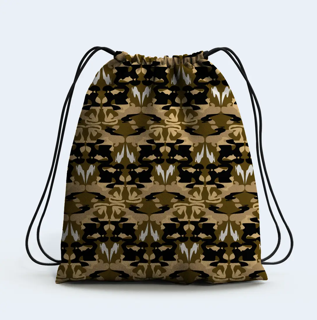 Brown Camouflage Drawstring Bag