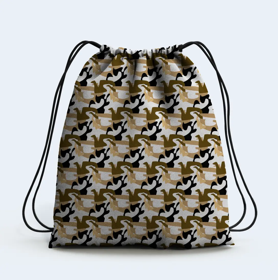 White Golden Camo Drawstring Bag
