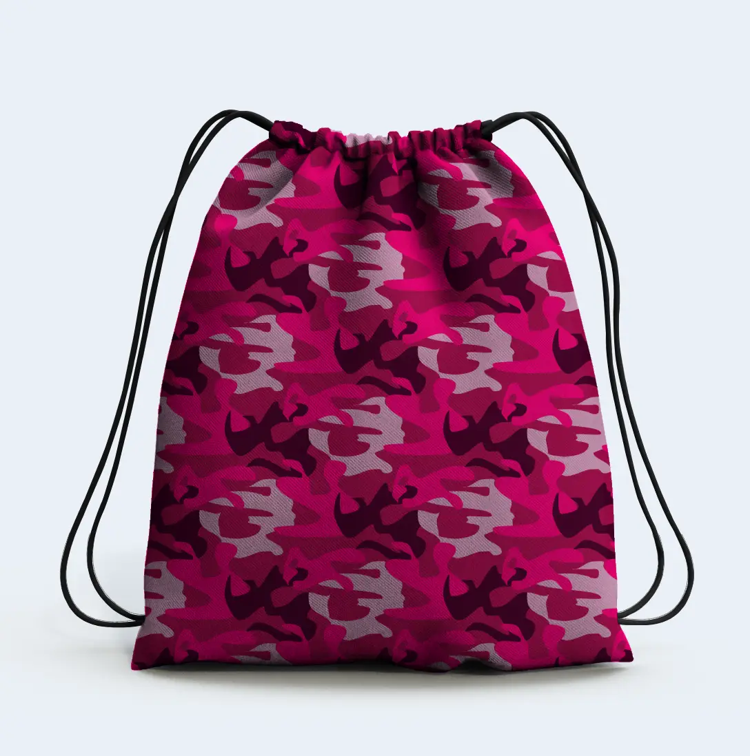 Pink Camouflage Drawstring Bag