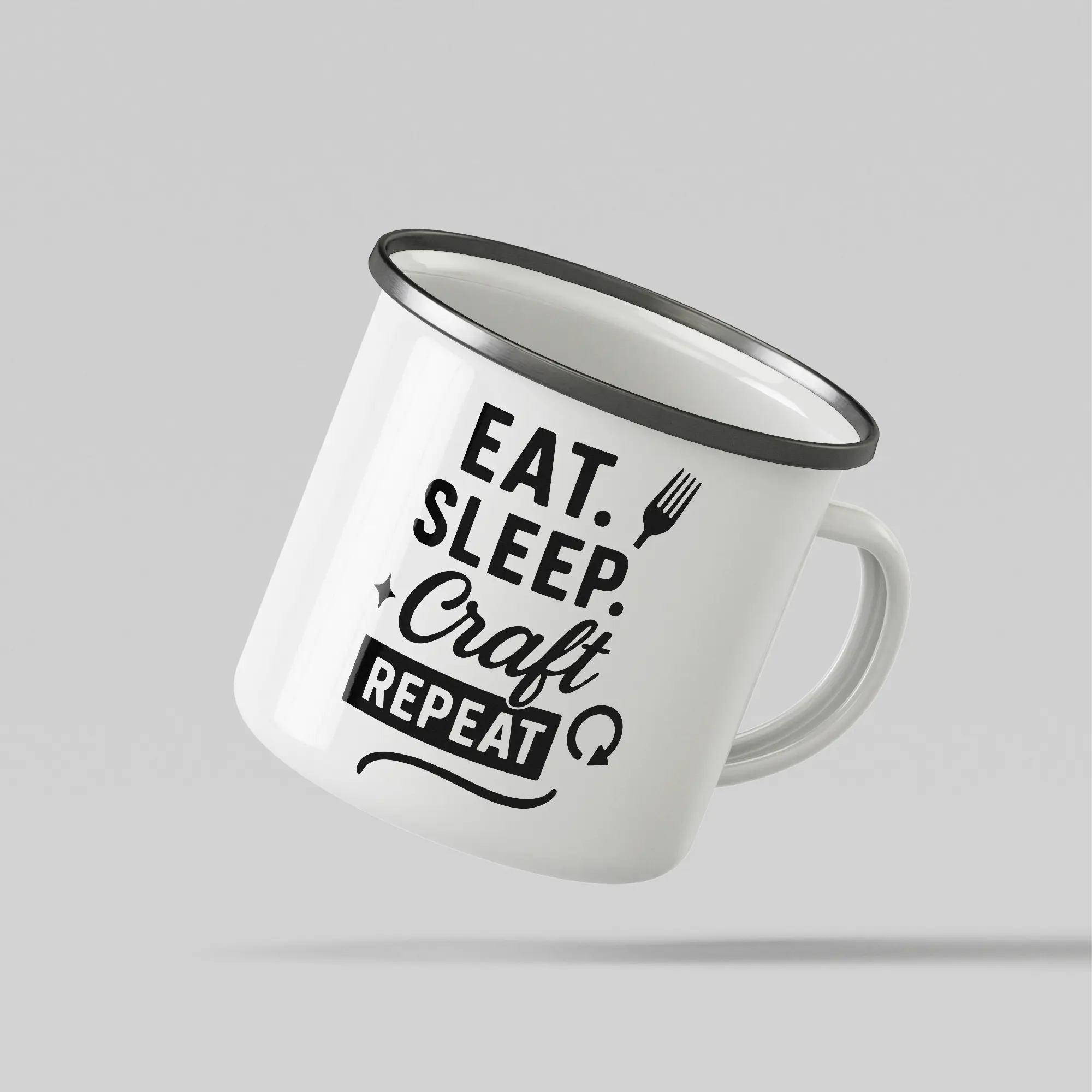 Eat Sleep Craft White Enamel Mug - Image 3