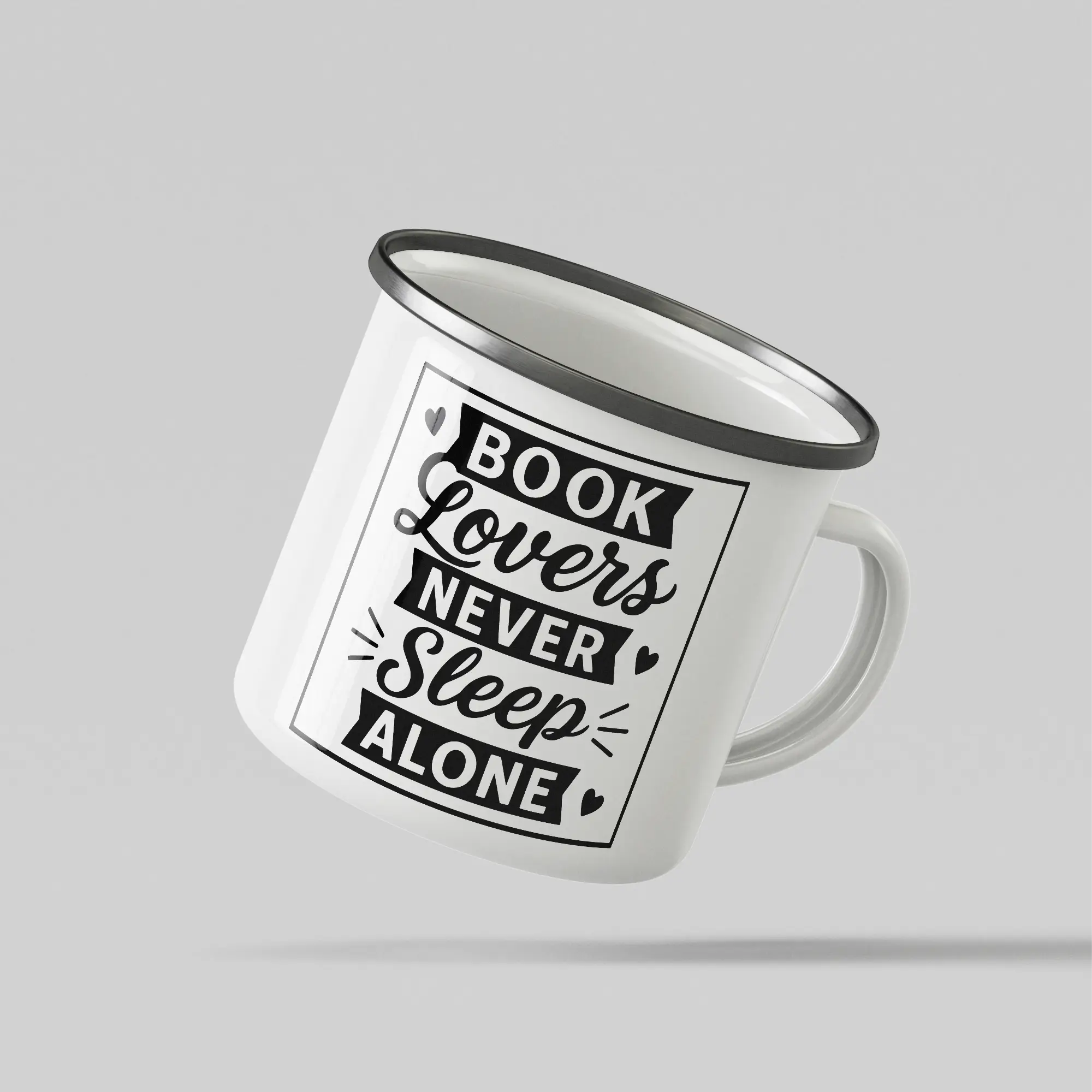 Book Lovers White Enamel Mug - Image 3