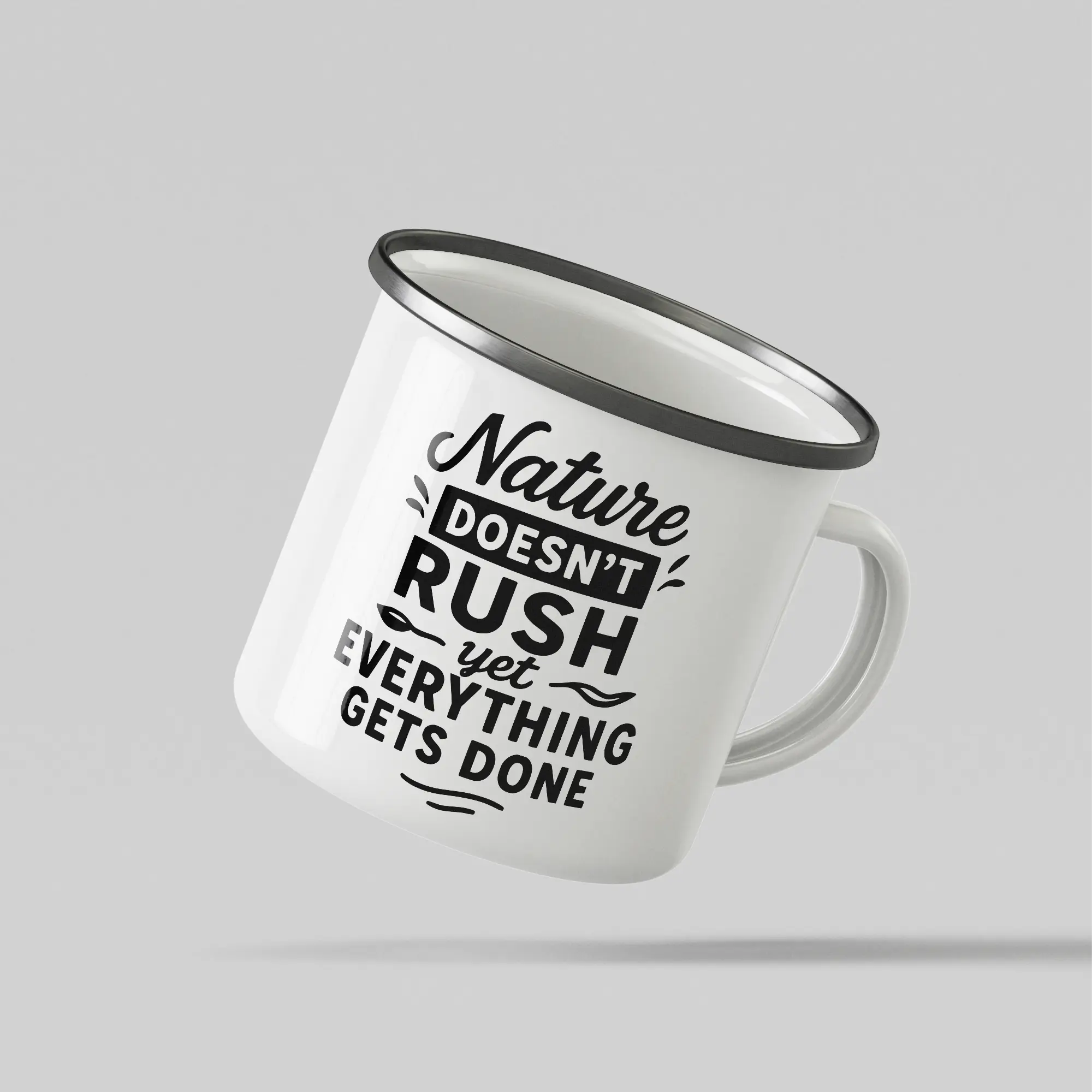 Nature Quote White Enamel Mug - Image 3