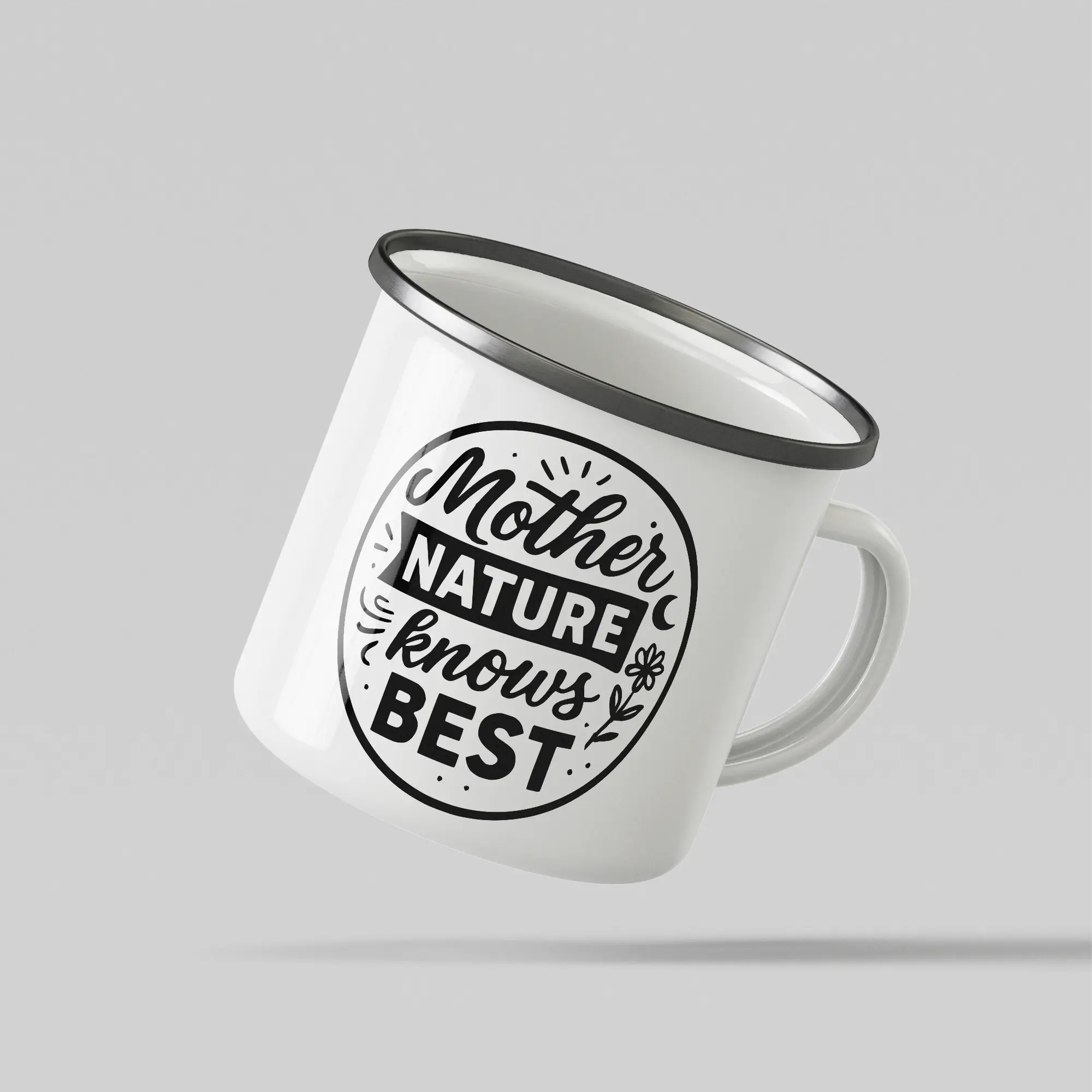 Mother Nature Knows Best White Enamel Mug - Image 3