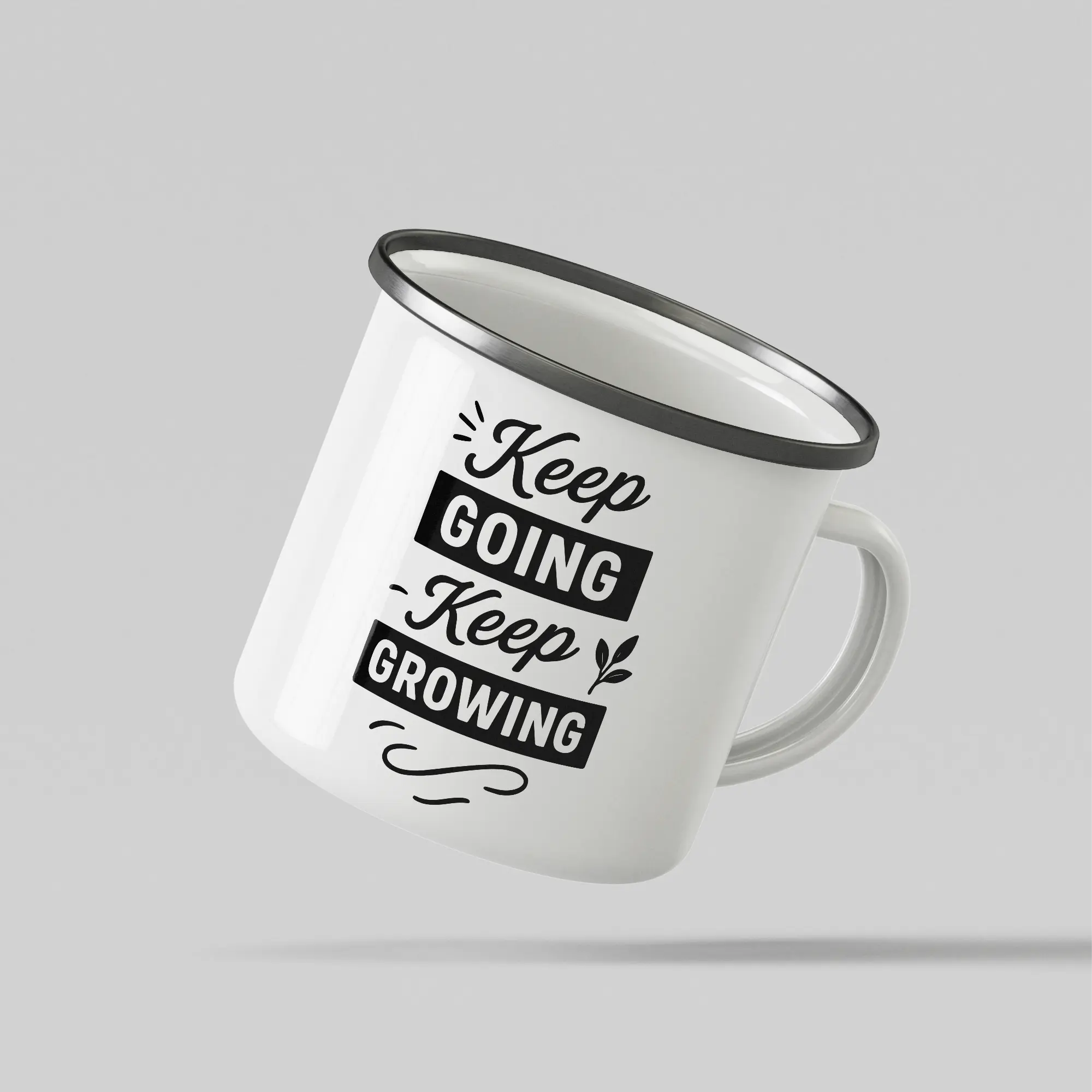 Keep Growing White Enamel Mug - Image 3