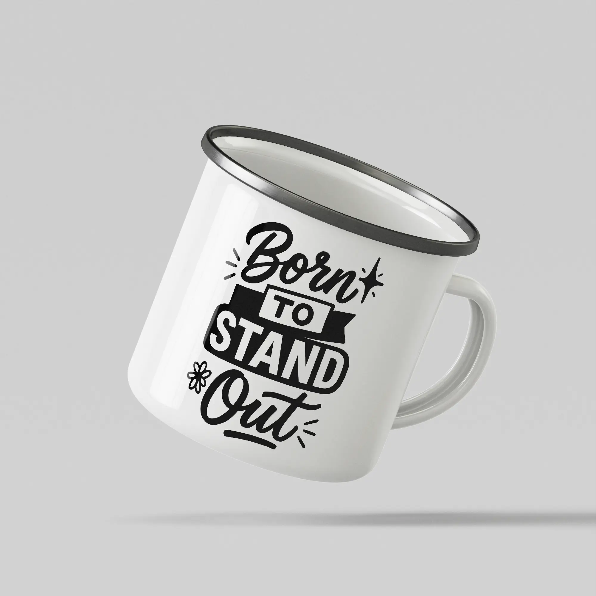Born To Stand Out White Enamel Mug - Image 3