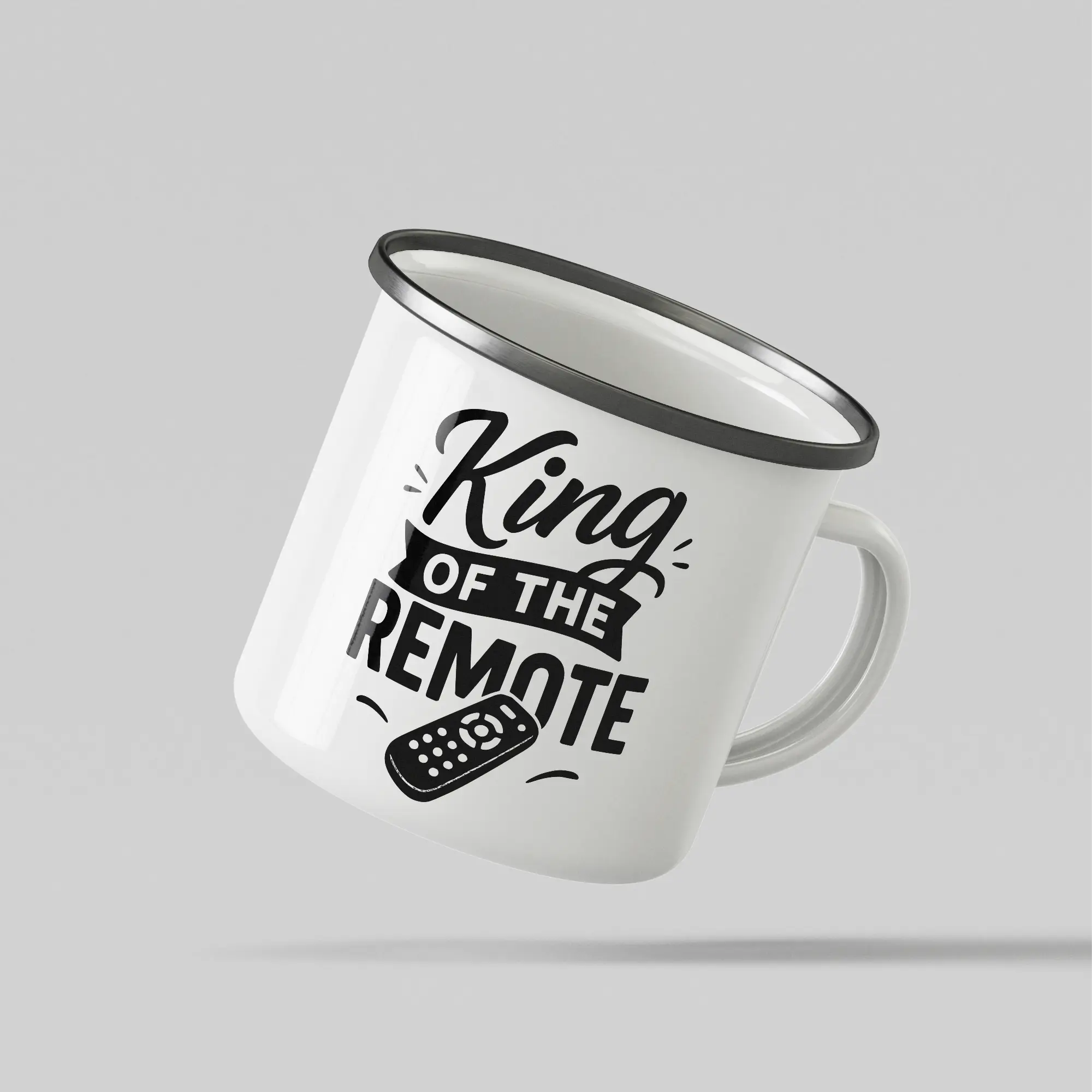 King Of Remote White Enamel Mug - Image 3