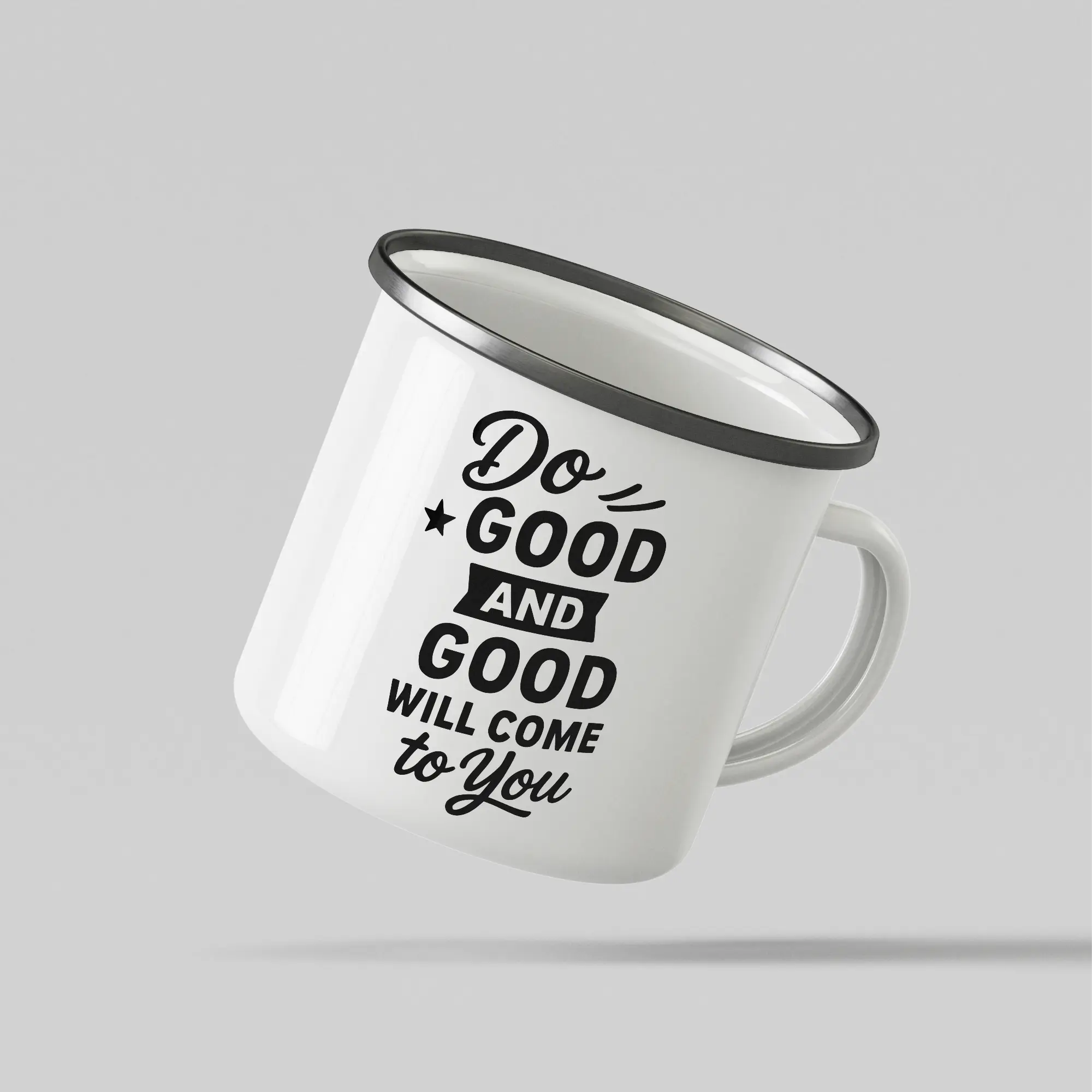 Do Good And Good Will Come To You White Enamel Mug - Image 3