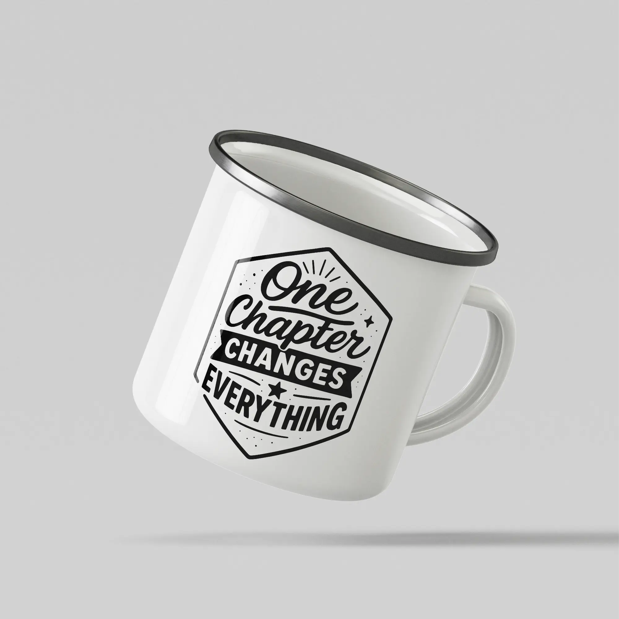 One Chapter Changes Everything White Enamel Mug - Image 3