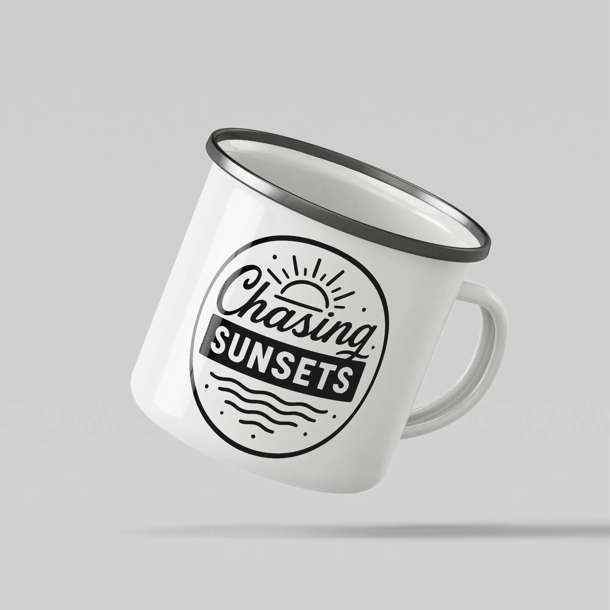 Chasing Sunset White Enamel Mug - Image 3