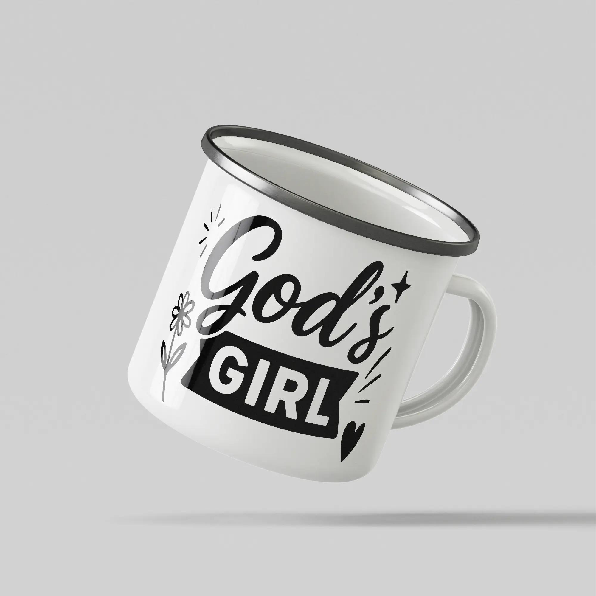 Gods Girl White Enamel Mug - Image 3