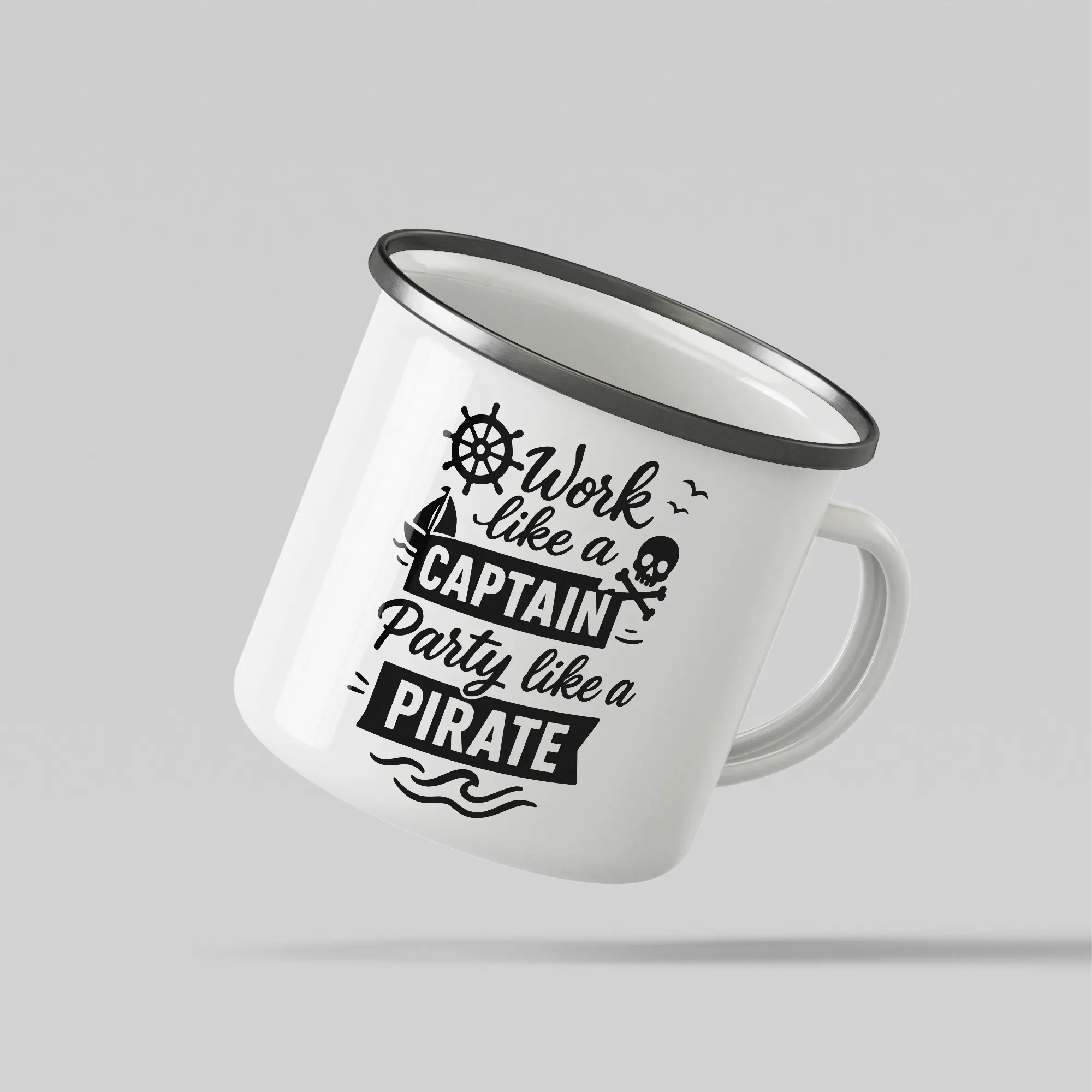 Work Like Captain White Enamel Mug - Image 3
