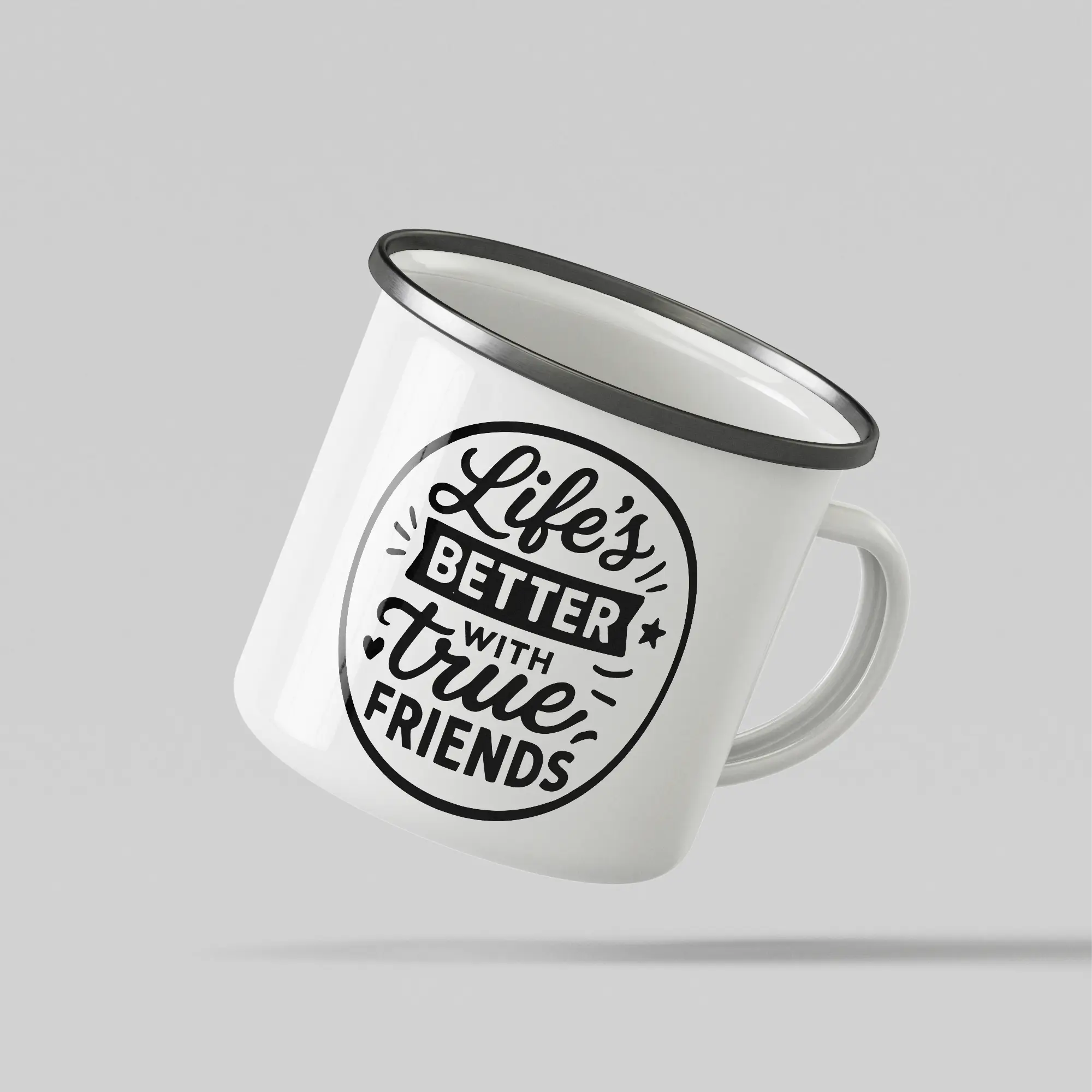 True Friends White Enamel Mug - Image 3