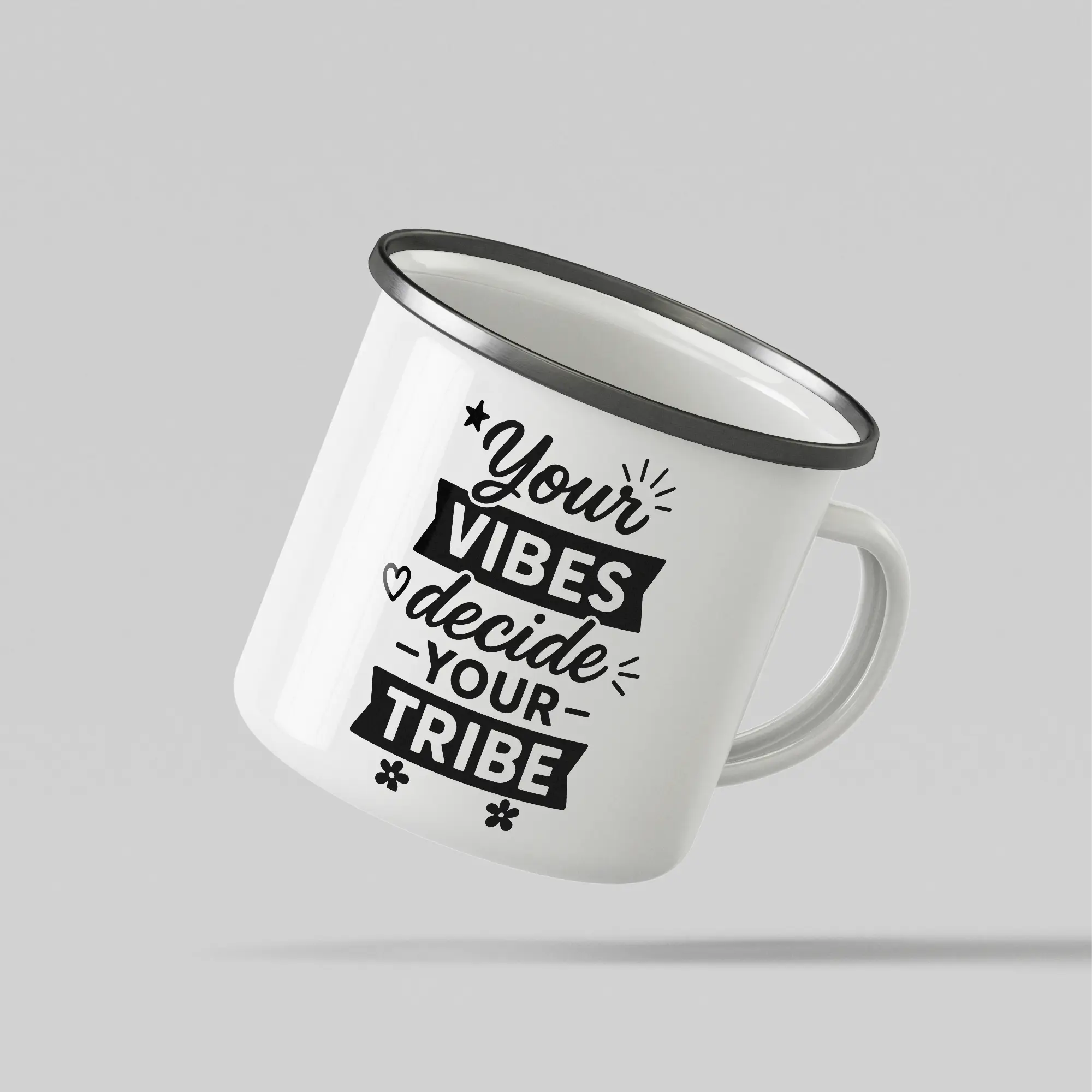 Vibes Tribe White Enamel Mug - Image 3