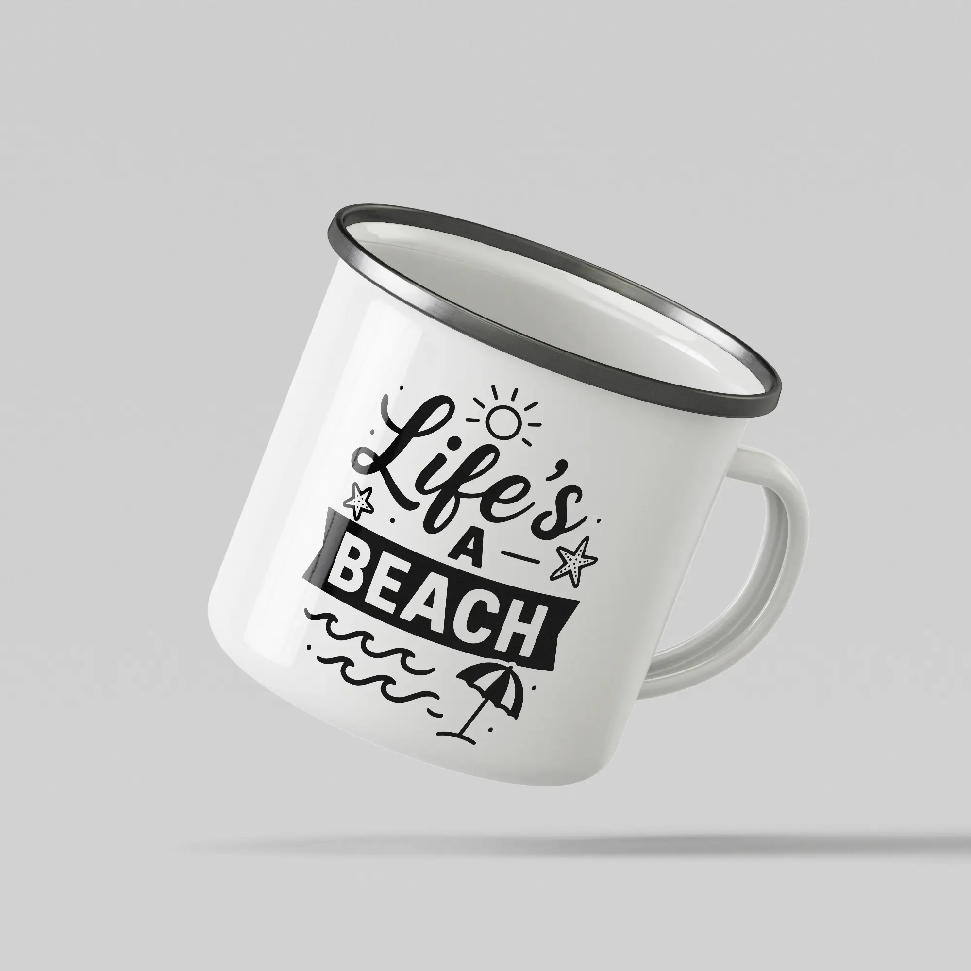 Life A Beach White Enamel Mug - Image 3