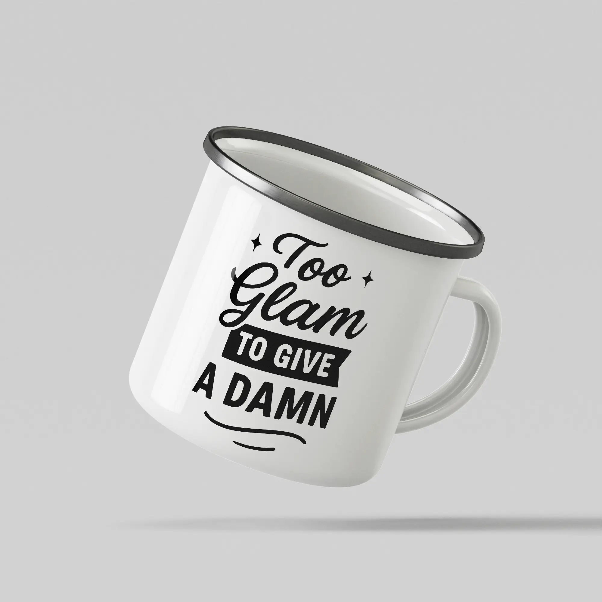 To Glam White Enamel Mug - Image 3