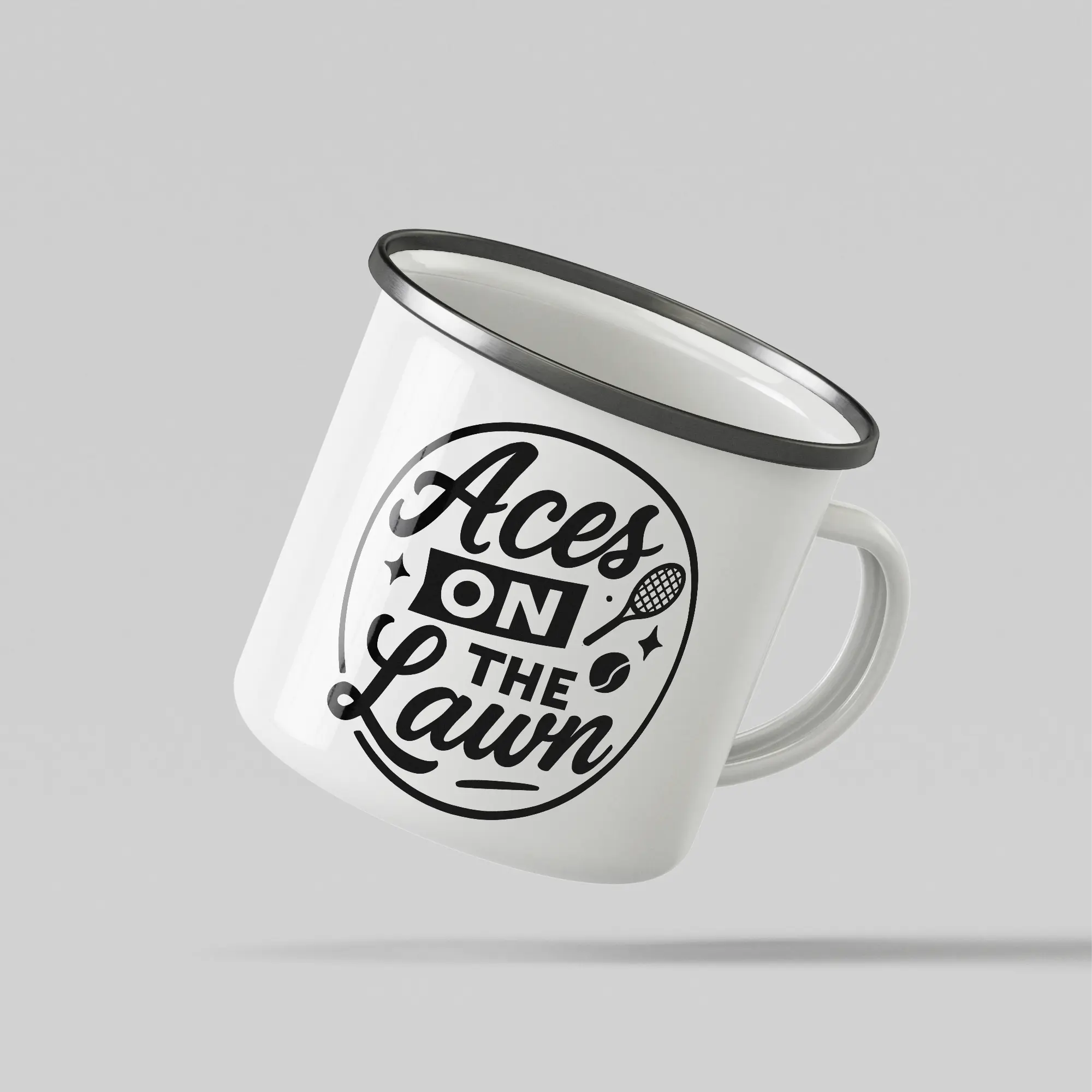 Aces On Lawns White Enamel Mug - Image 3