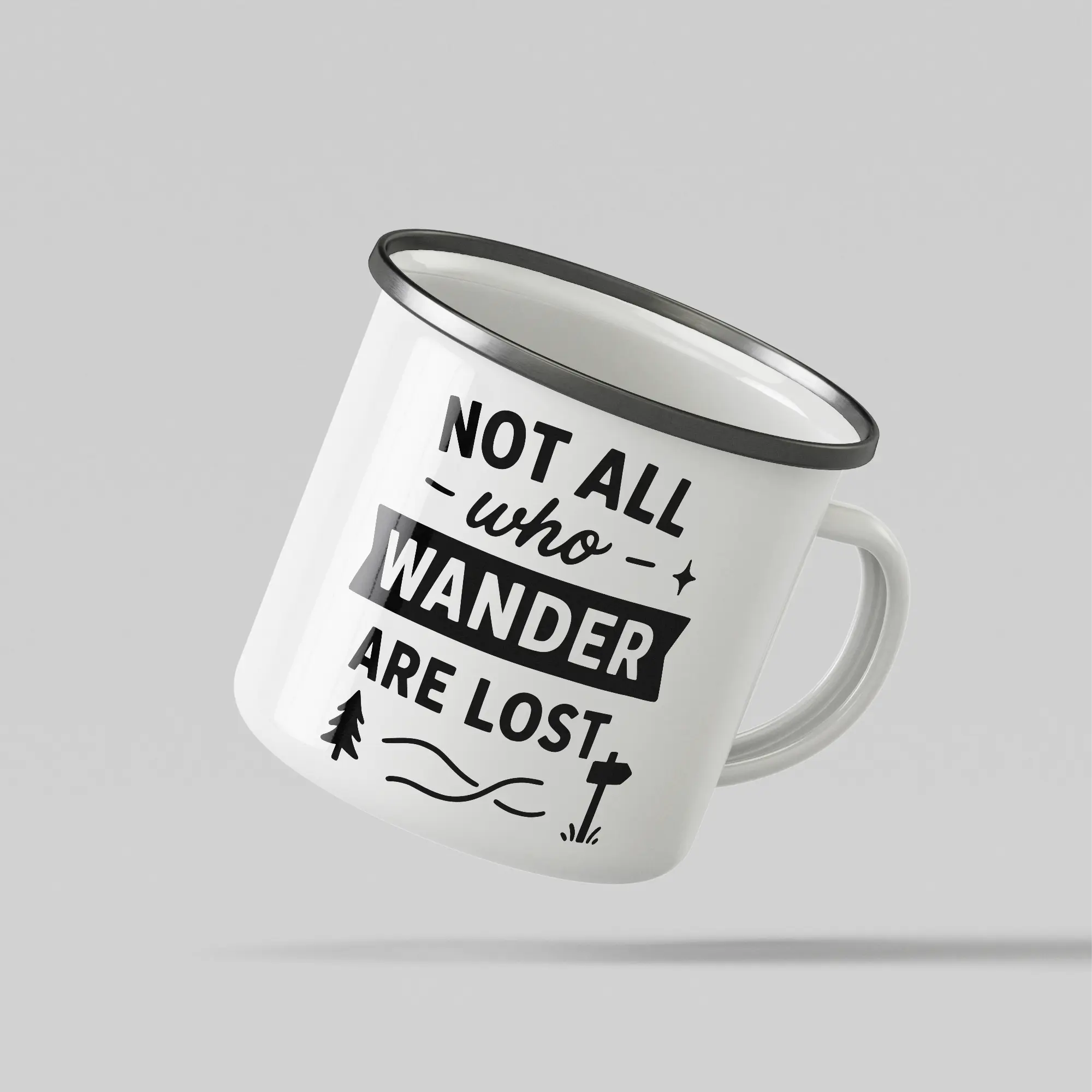 Not All Who Wander Are Lost White Enamel Mug - Image 3