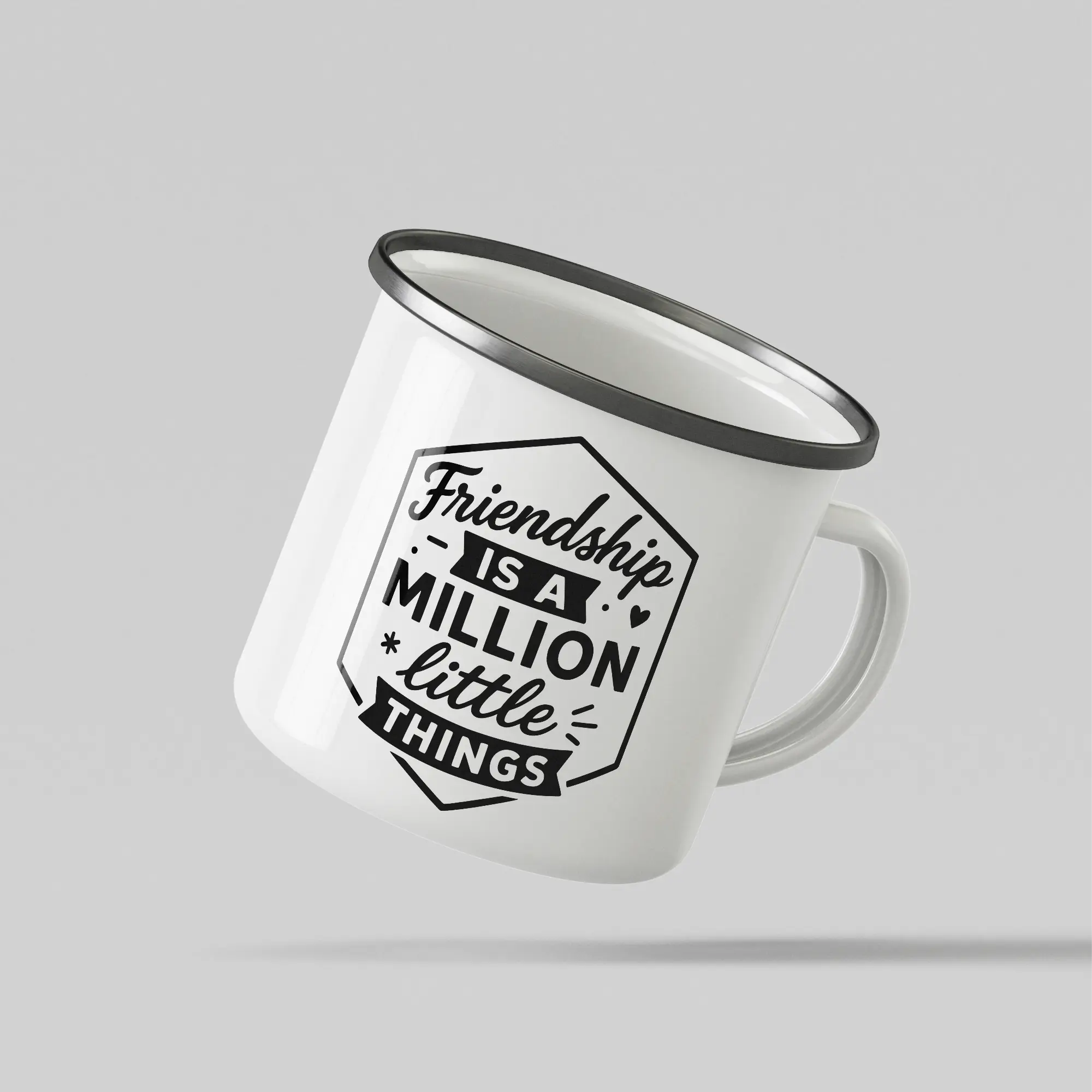 Friendship Quote White Enamel Mug - Image 3