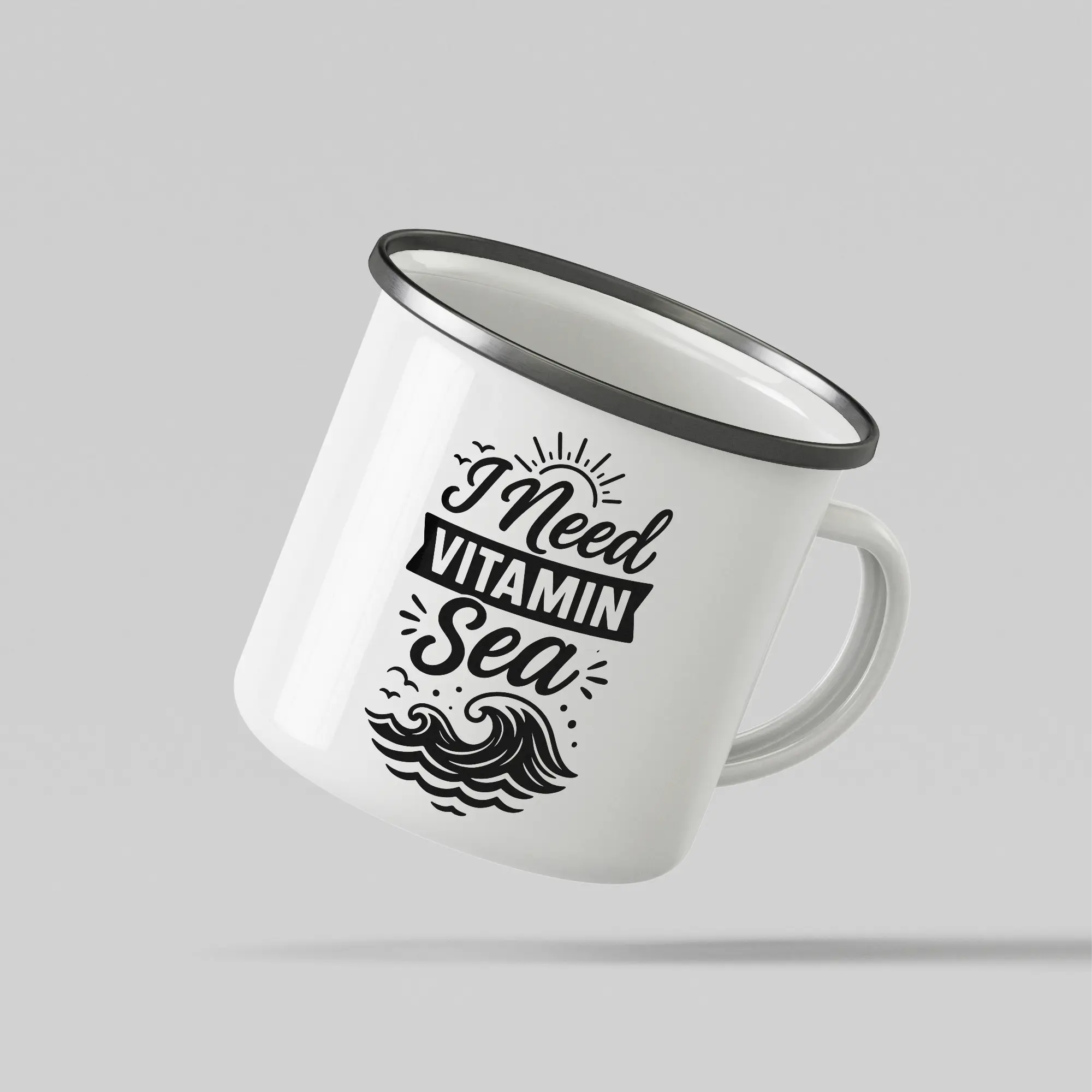 Vitamin Sea Quirky Quote White Enamel Mug - Image 3