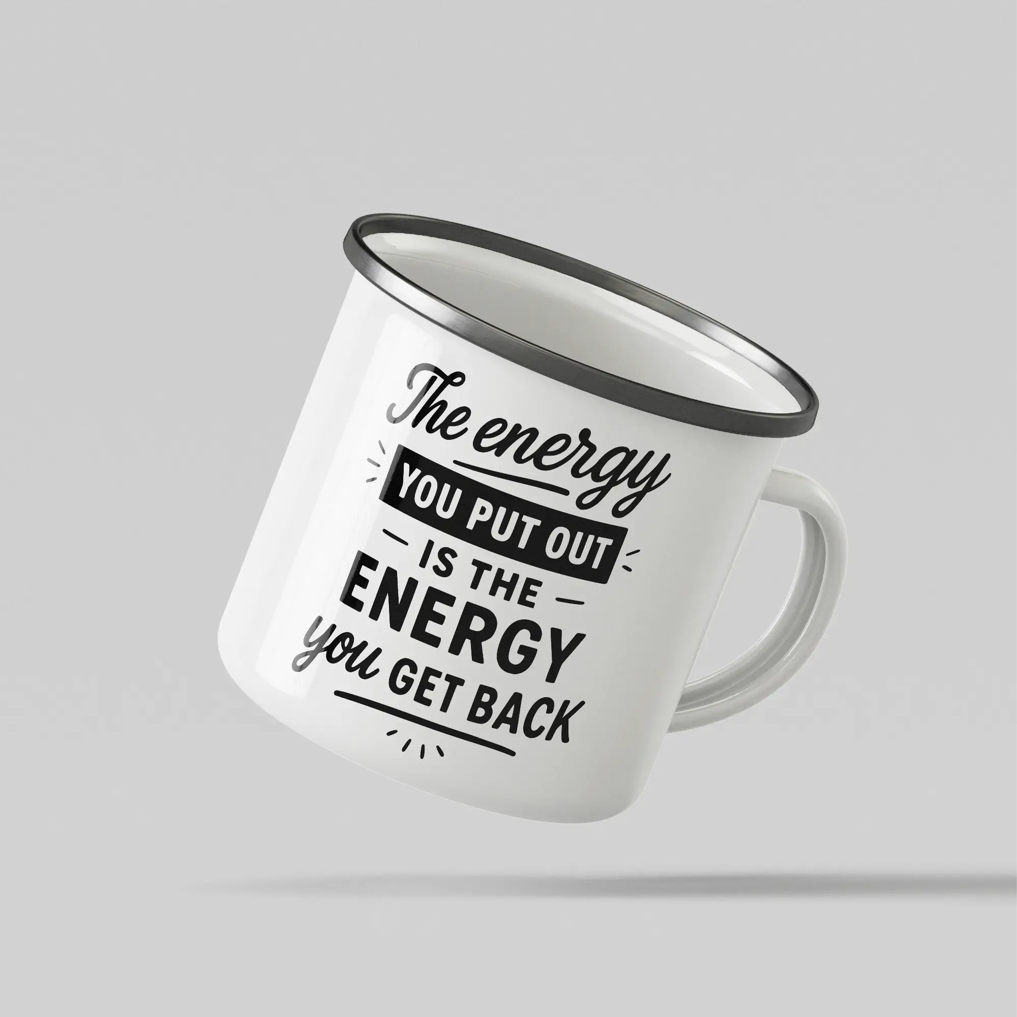 Motivational White Enamel Mug - Image 3