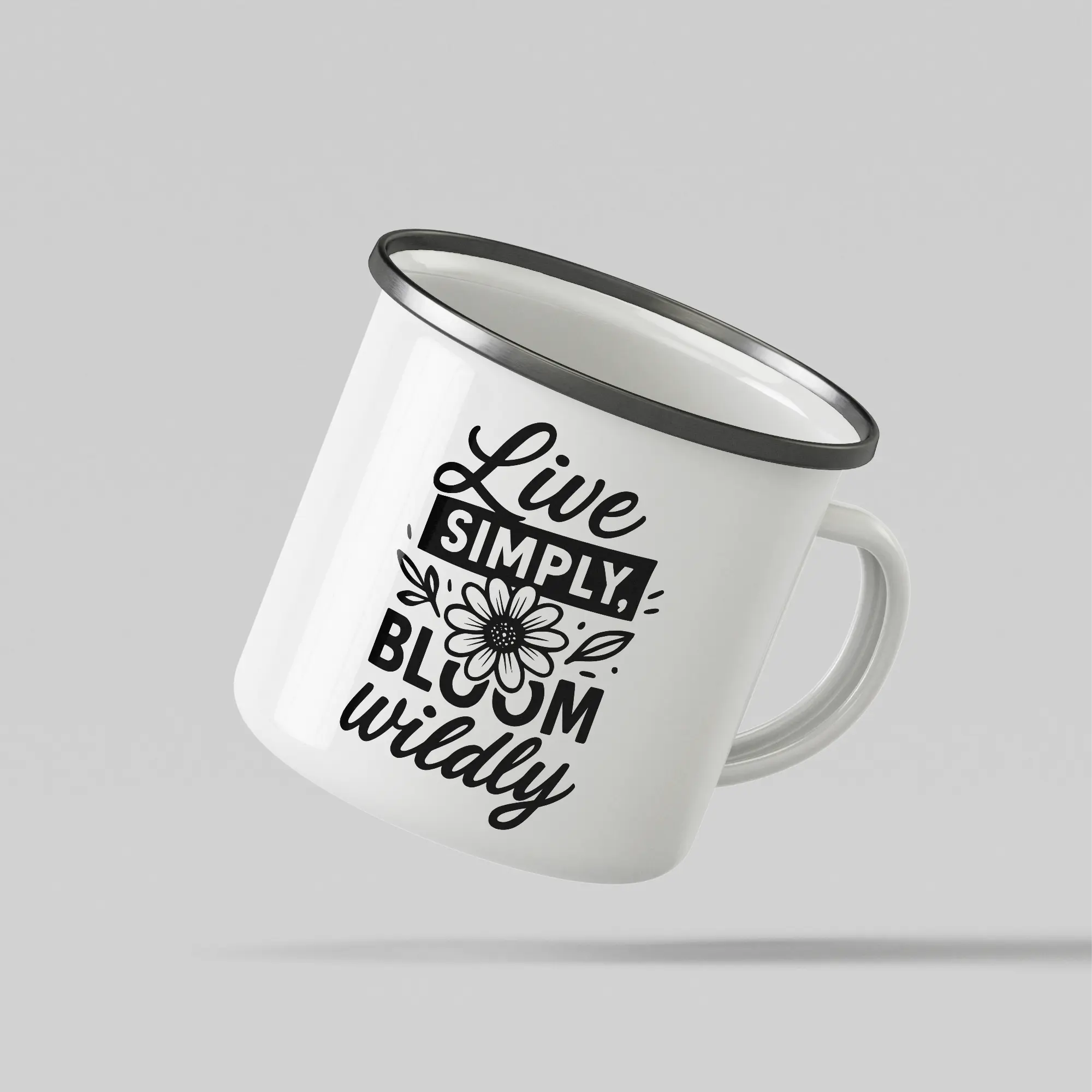 Bloom Wildly White Enamel Mug - Image 3