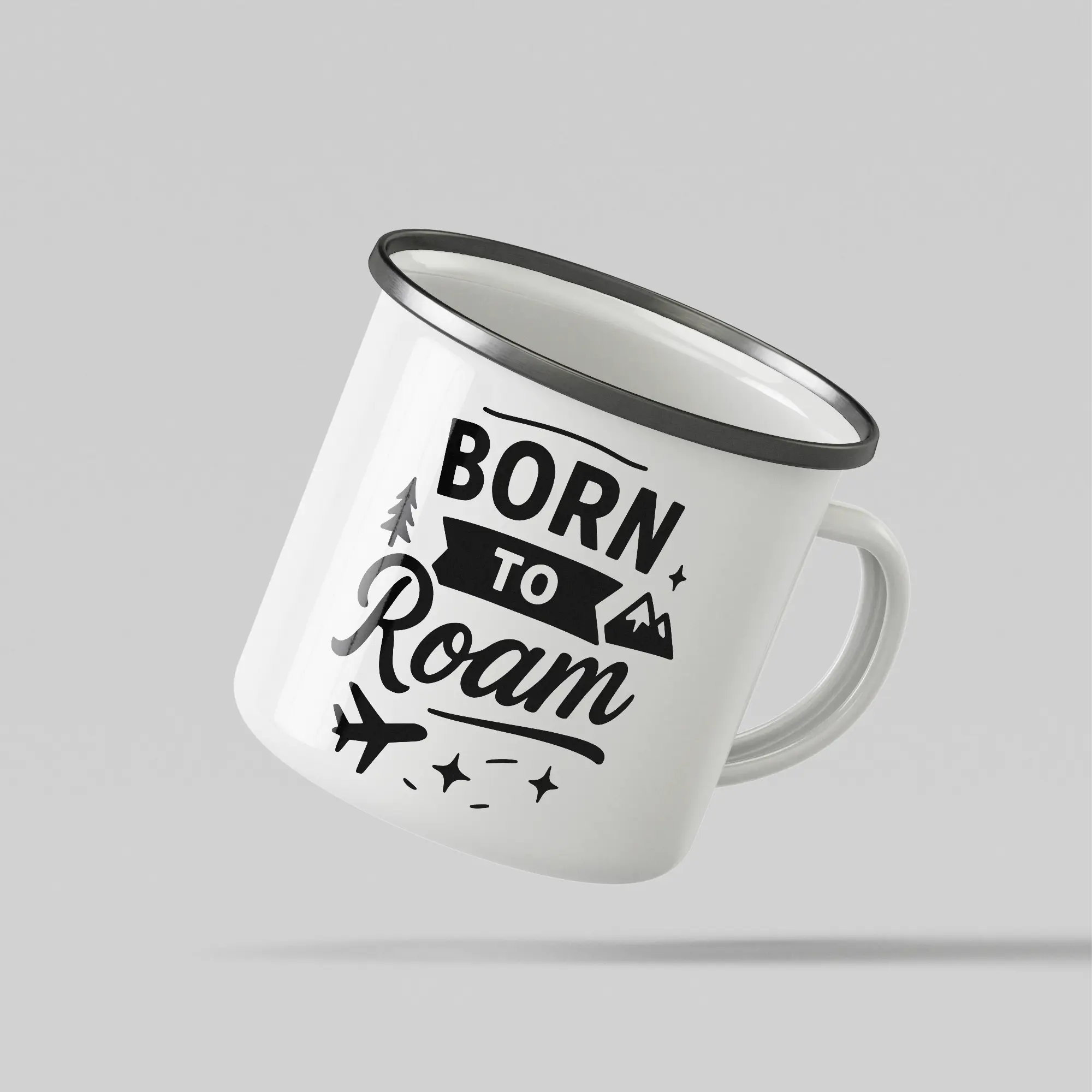 Born To Roam White Enamel Mug - Image 3