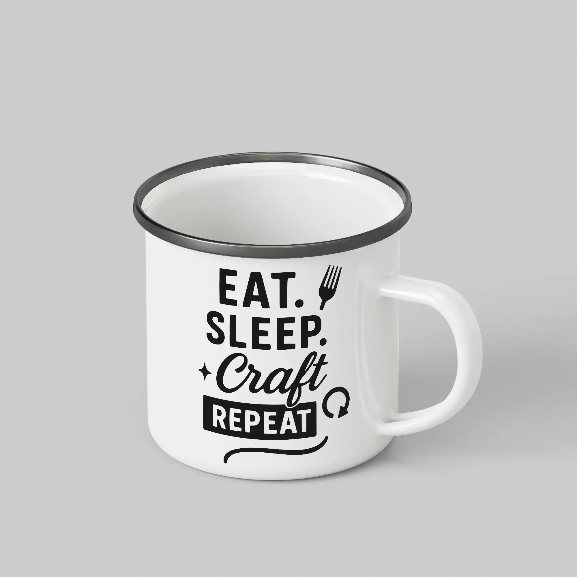 Eat Sleep Craft White Enamel Mug