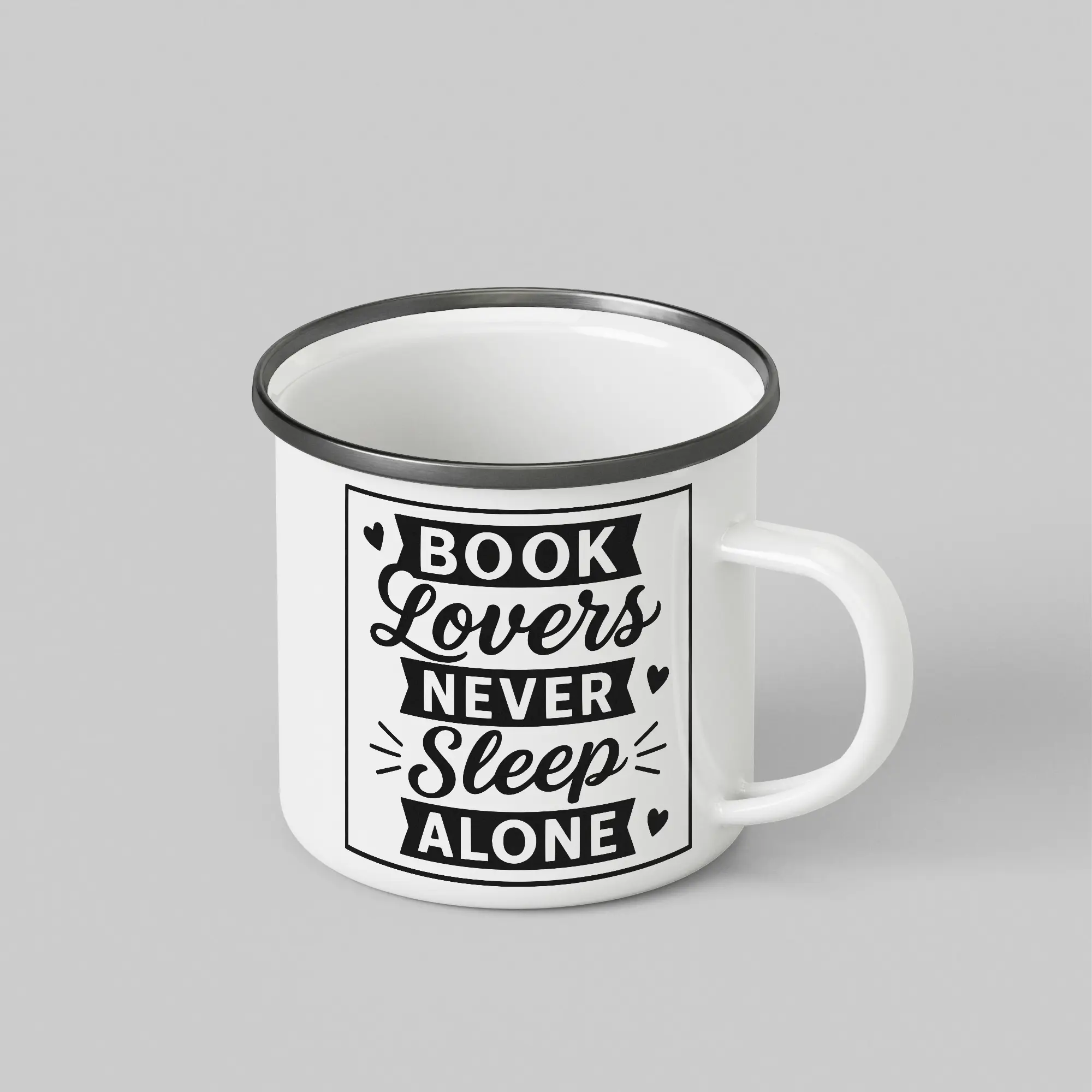 Book Lovers White Enamel Mug