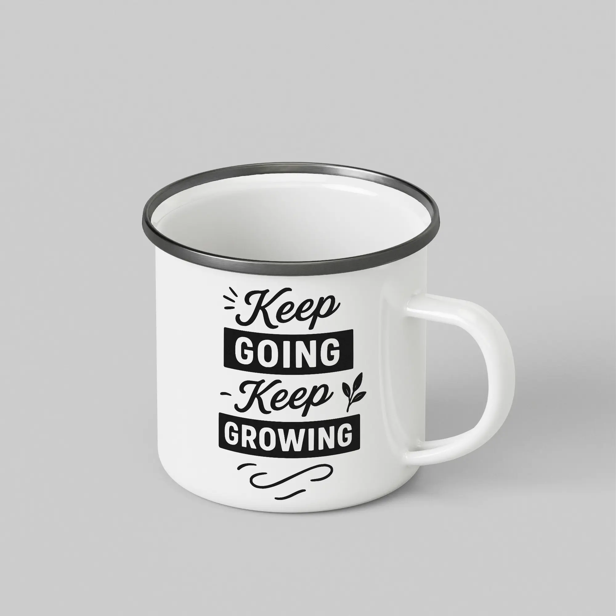 Keep Growing White Enamel Mug