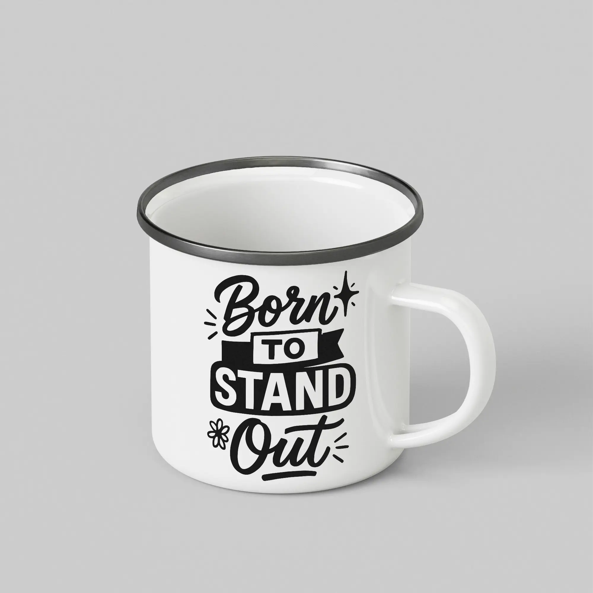 Born To Stand Out White Enamel Mug