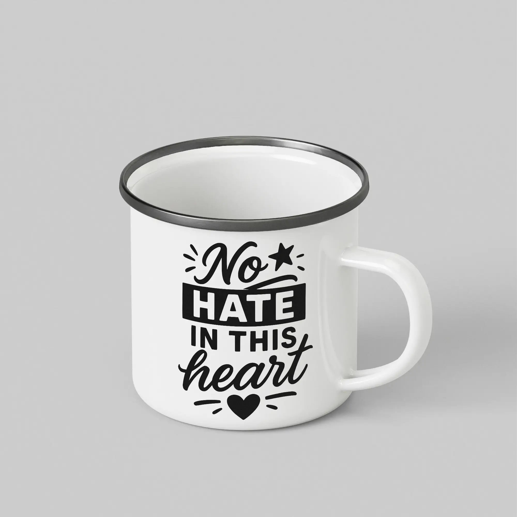 No Hate In These Heart White Enamel Mug