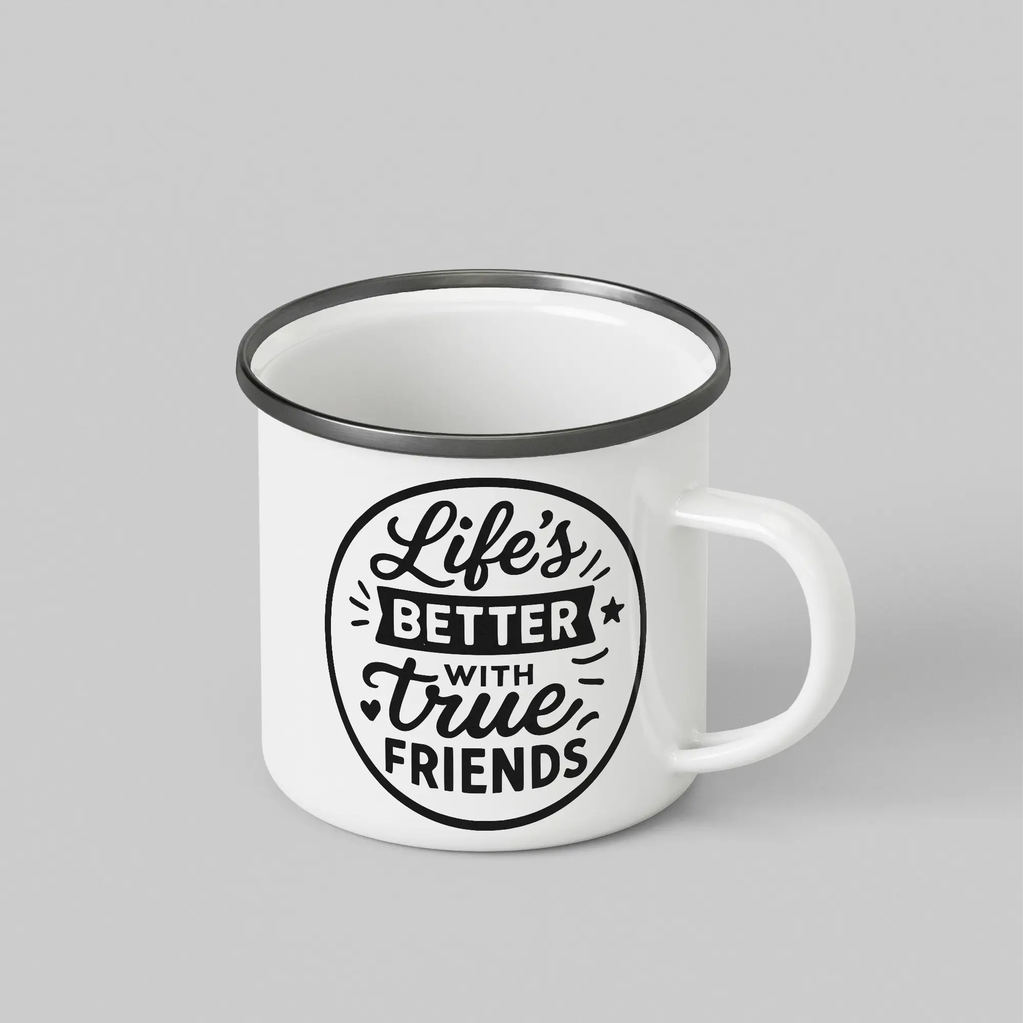 True Friends White Enamel Mug