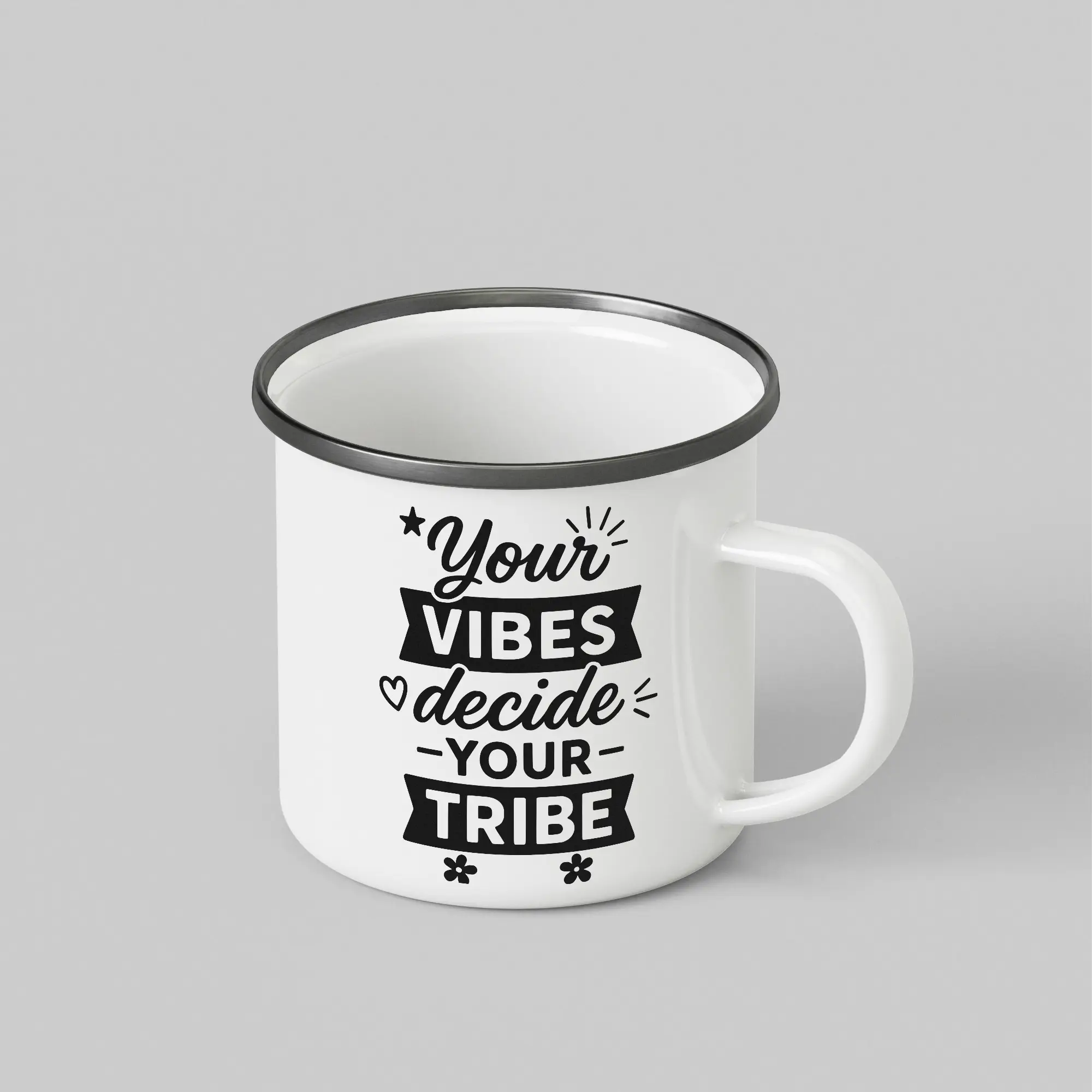 Vibes Tribe White Enamel Mug