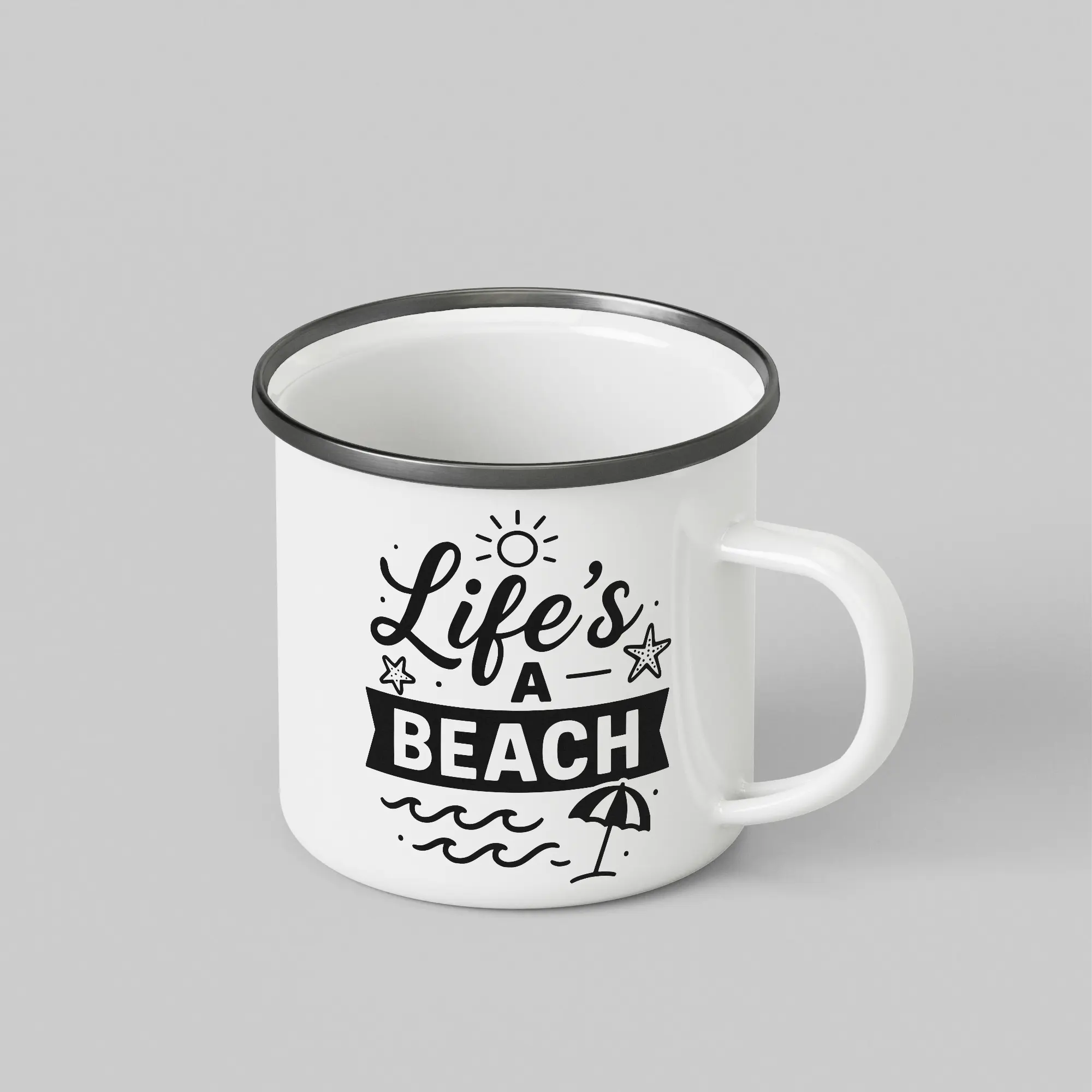 Life A Beach White Enamel Mug