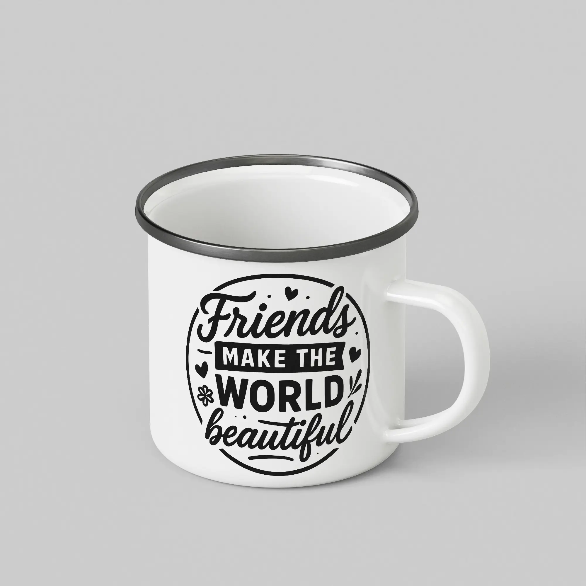 Friends Make World Beautiful White Enamel Mug