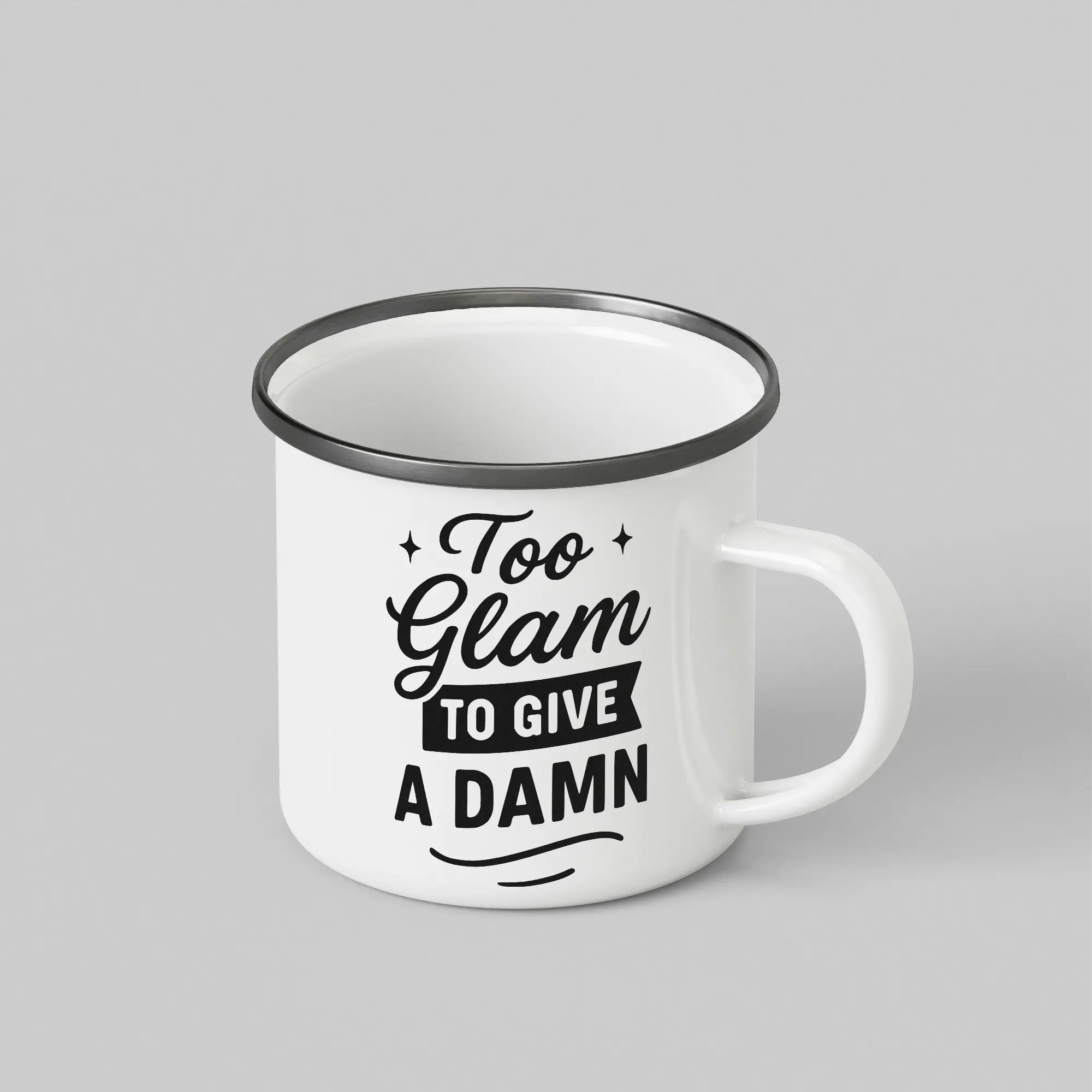 To Glam White Enamel Mug