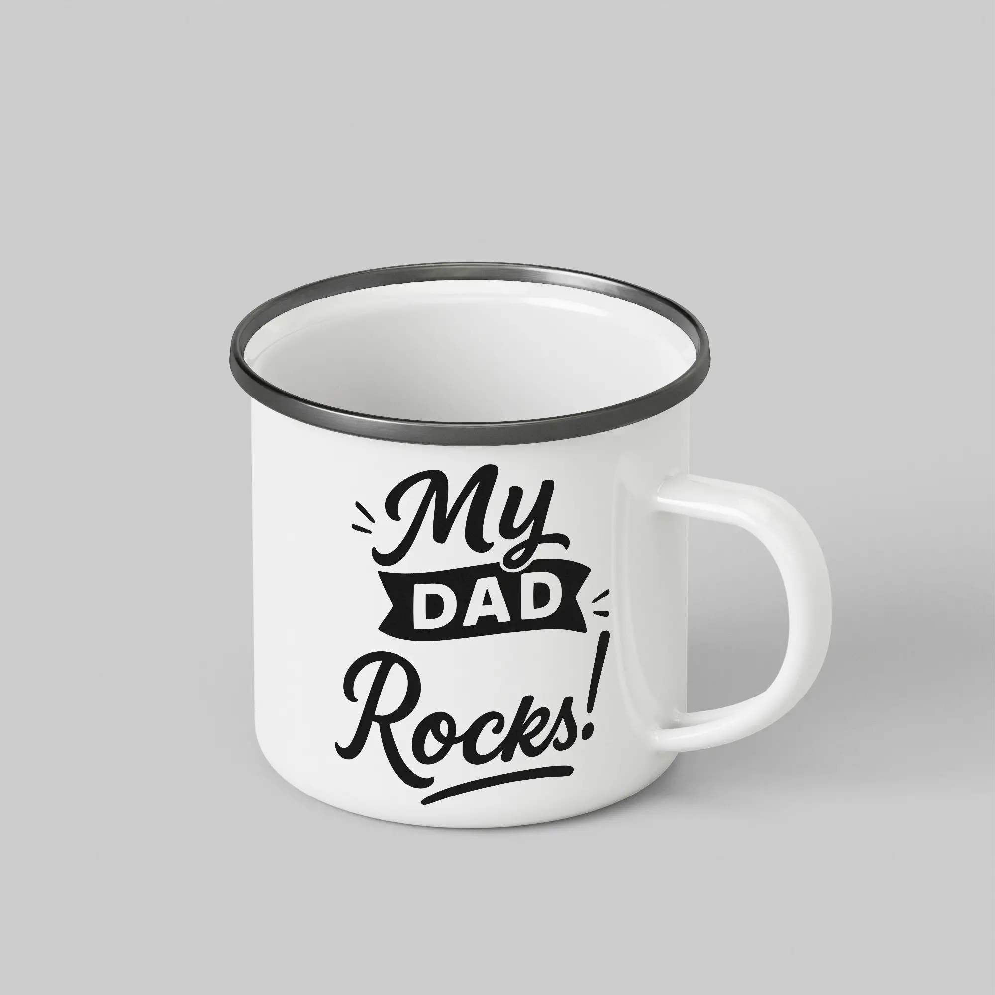 My Dad Rocks White Enamel Mug